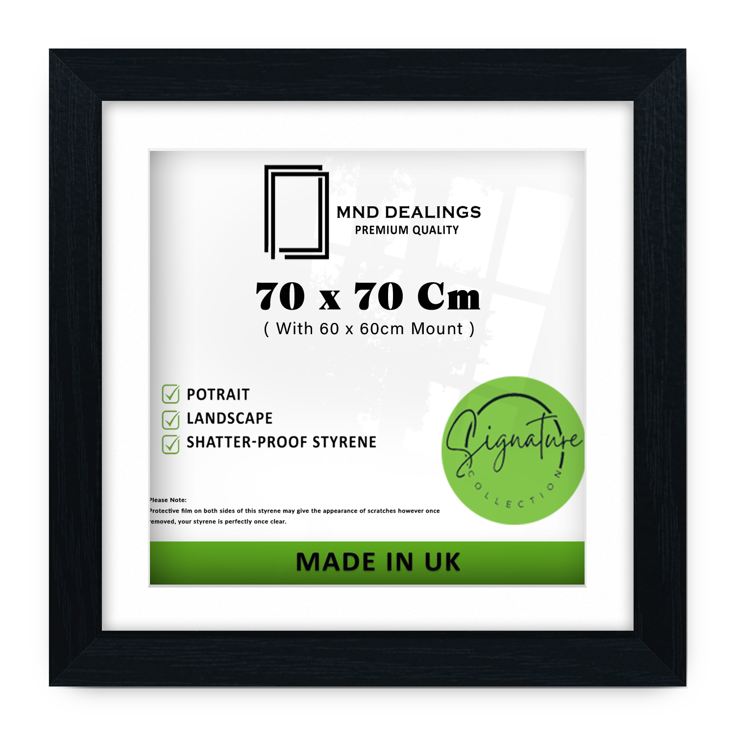 ( 70 x 70 Cm ) / 28 x 28 Inch with 60 x 60 Cm White Mount Picture Frames - MDF