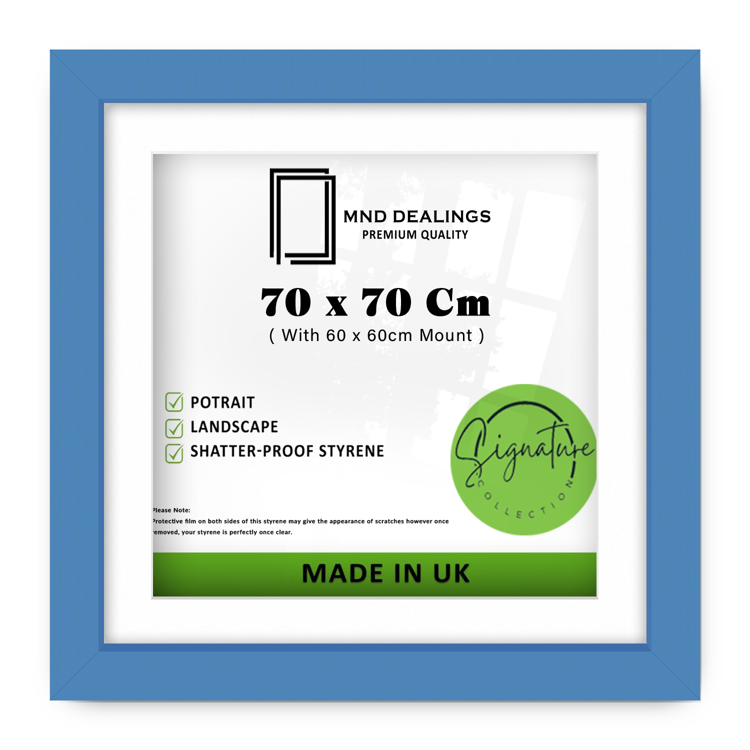 ( 70 x 70 Cm ) / 28 x 28 Inch with 60 x 60 Cm White Mount Picture Frames - MDF