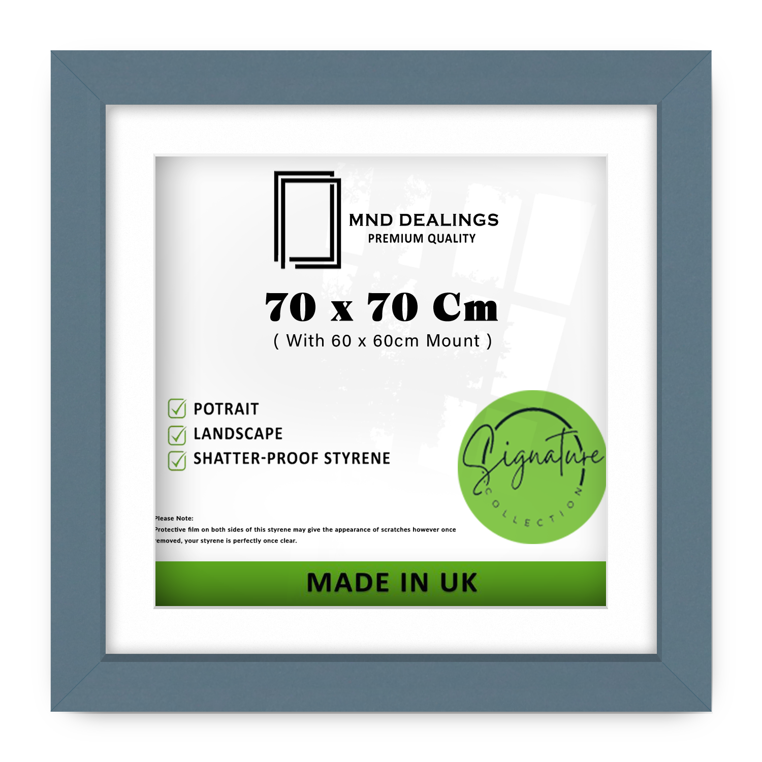 ( 70 x 70 Cm ) / 28 x 28 Inch with 60 x 60 Cm White Mount Picture Frames - MDF