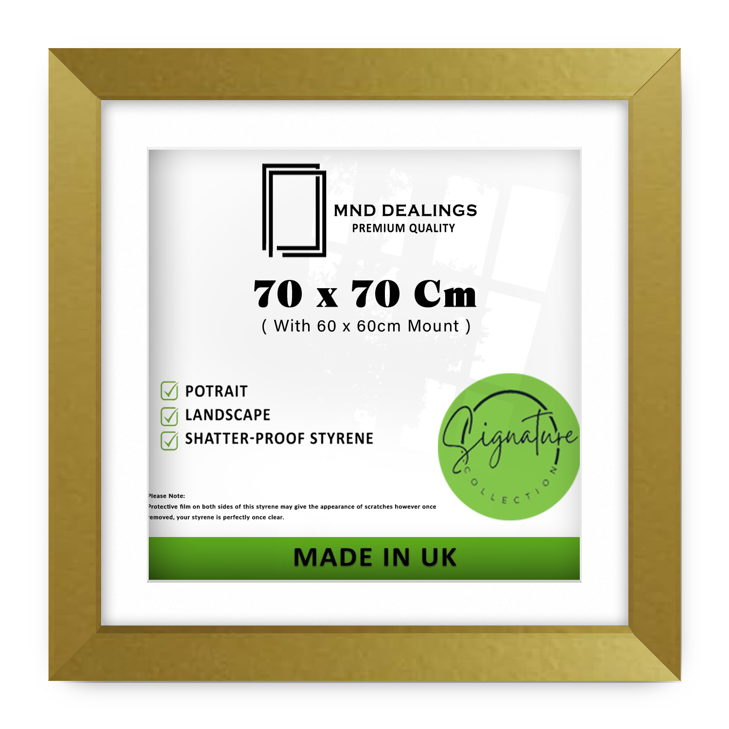 ( 70 x 70 Cm ) / 28 x 28 Inch with 60 x 60 Cm White Mount Picture Frames - MDF