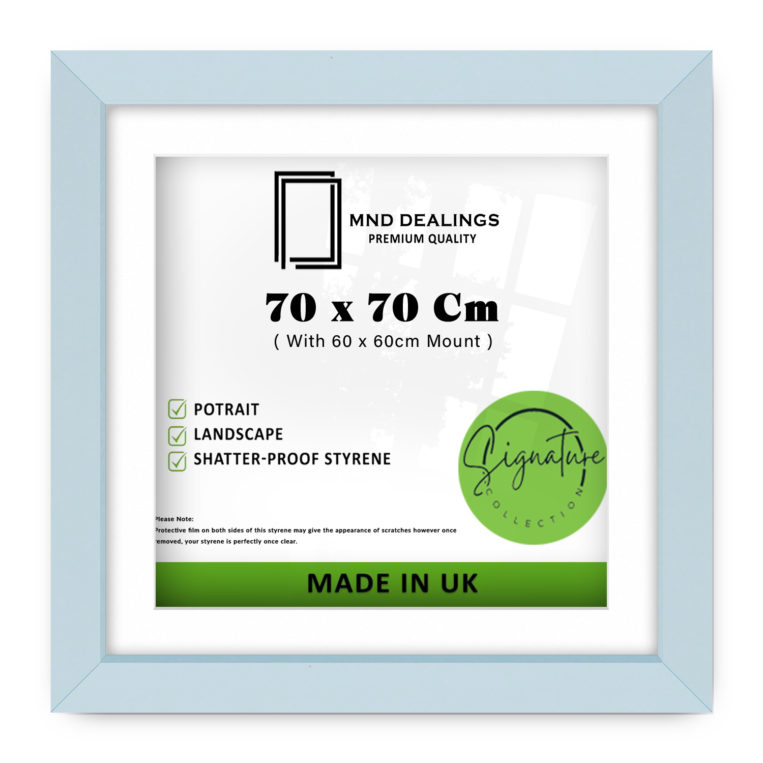 ( 70 x 70 Cm ) / 28 x 28 Inch with 60 x 60 Cm White Mount Picture Frames - MDF