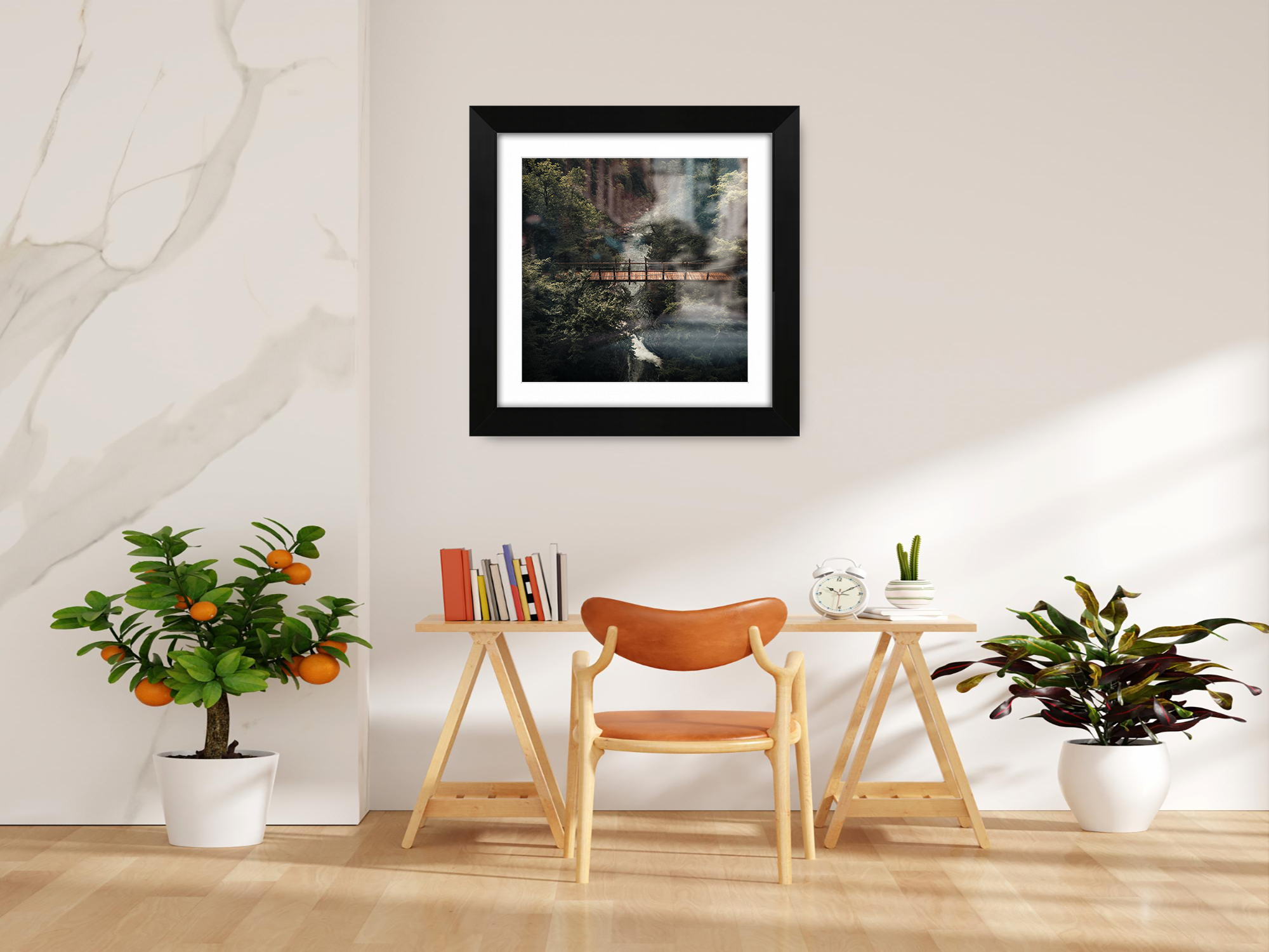 ( 70 x 70 Cm ) / 28 x 28 Inch with 60 x 60 Cm White Mount Picture Frames - MDF
