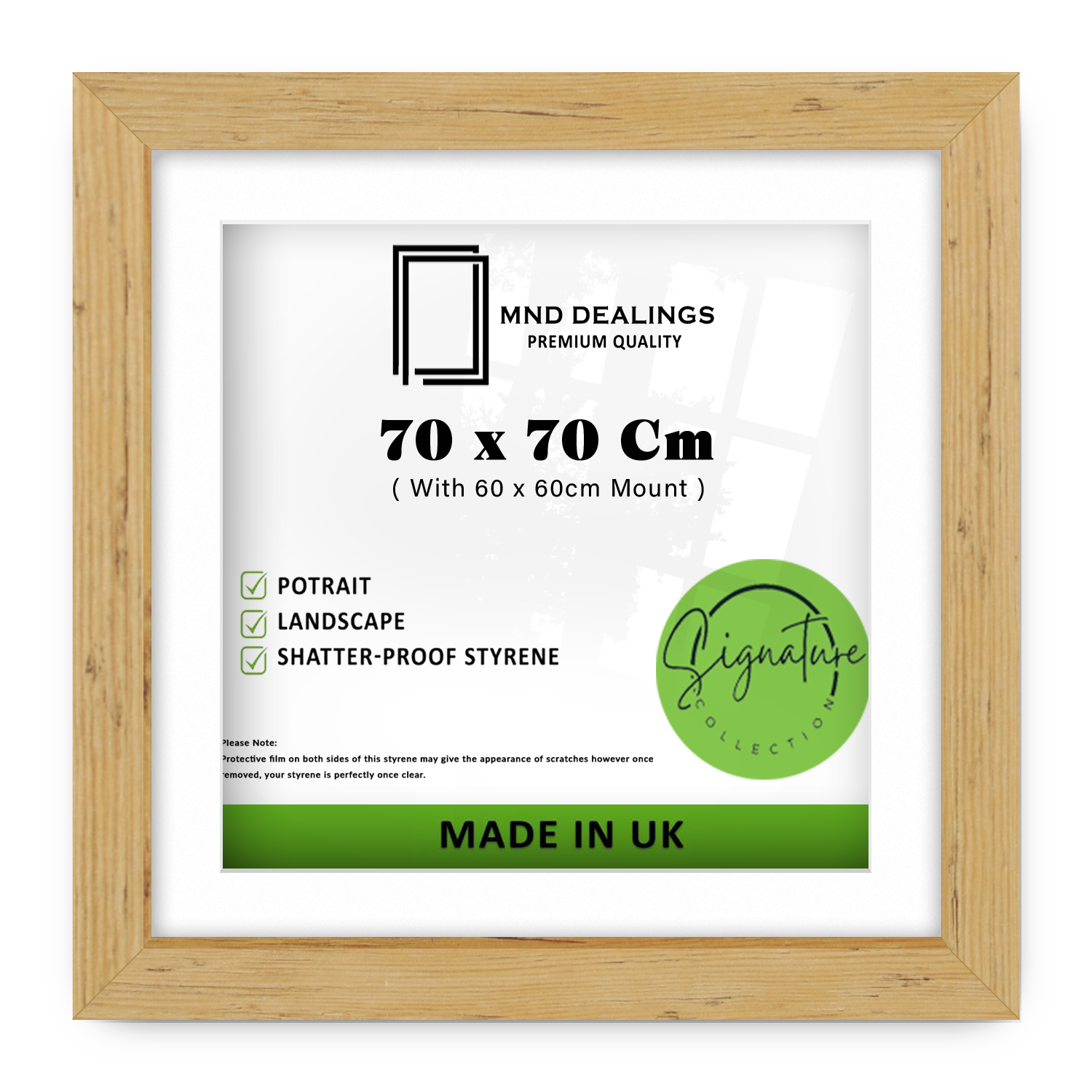 ( 70 x 70 Cm ) / 28 x 28 Inch with 60 x 60 Cm White Mount Picture Frames - MDF
