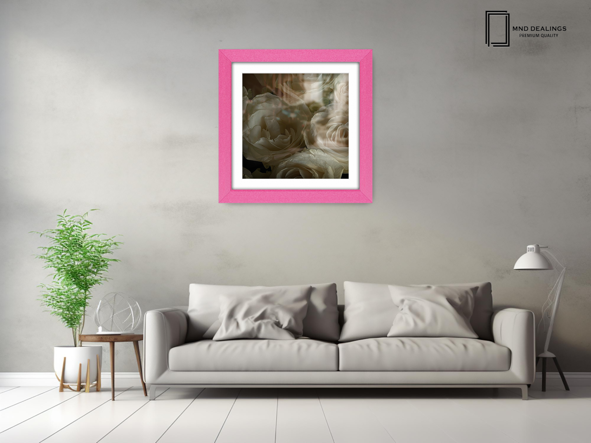 ( 70 x 70 Cm ) / 28 x 28 Inch with 60 x 60 Cm White Mount Picture Frames - MDF