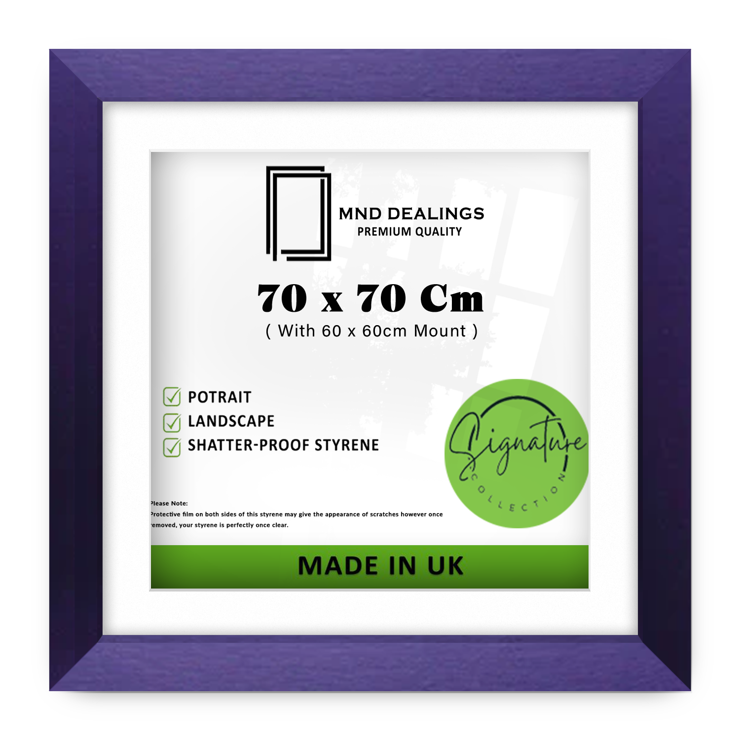 ( 70 x 70 Cm ) / 28 x 28 Inch with 60 x 60 Cm White Mount Picture Frames - MDF