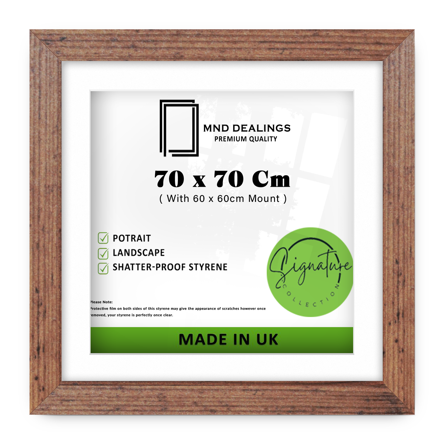 ( 70 x 70 Cm ) / 28 x 28 Inch with 60 x 60 Cm White Mount Picture Frames - MDF