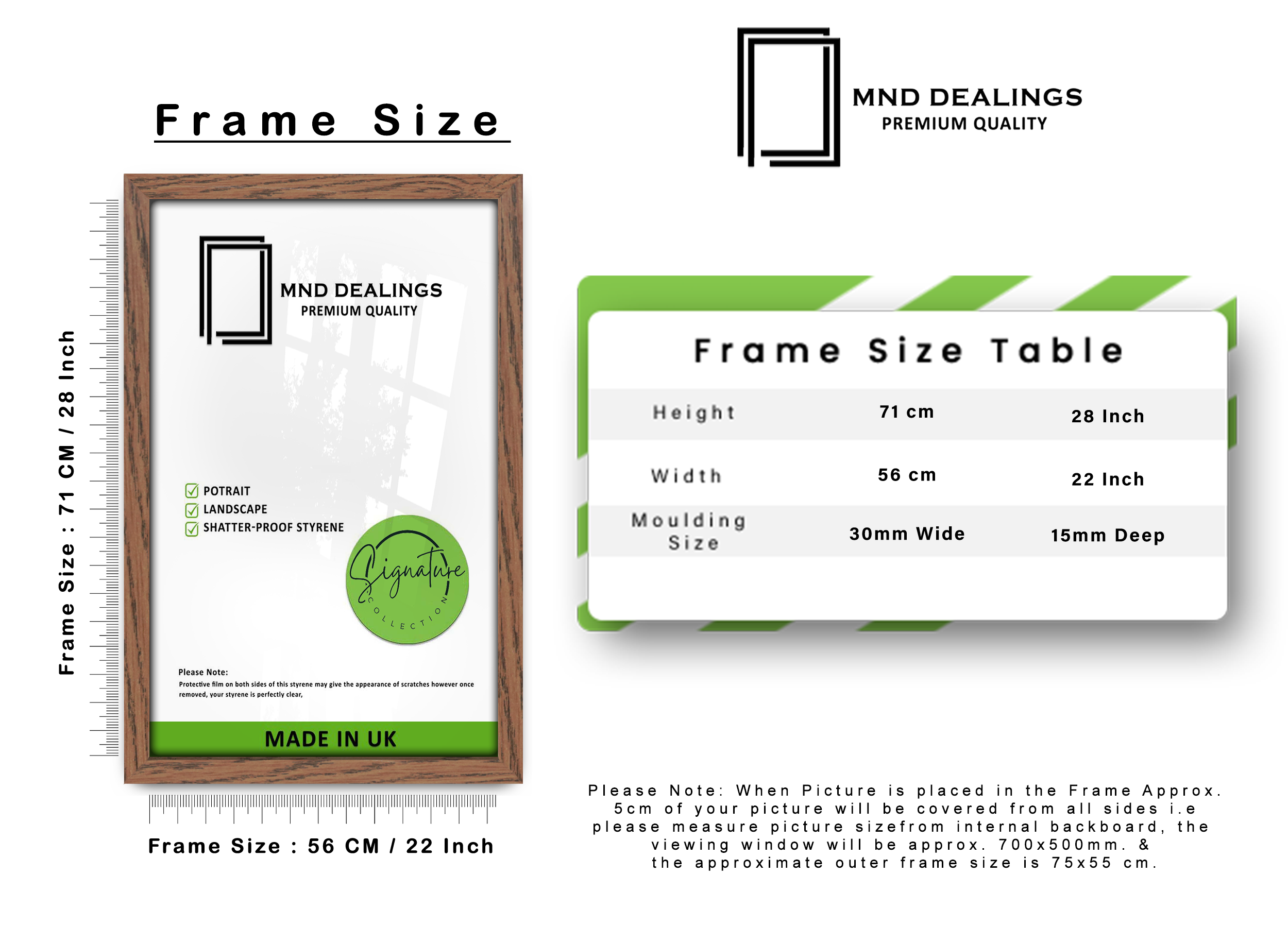 ( 71 x 56 CM ) / 28 x 22 Inch Picture Frames - MDF