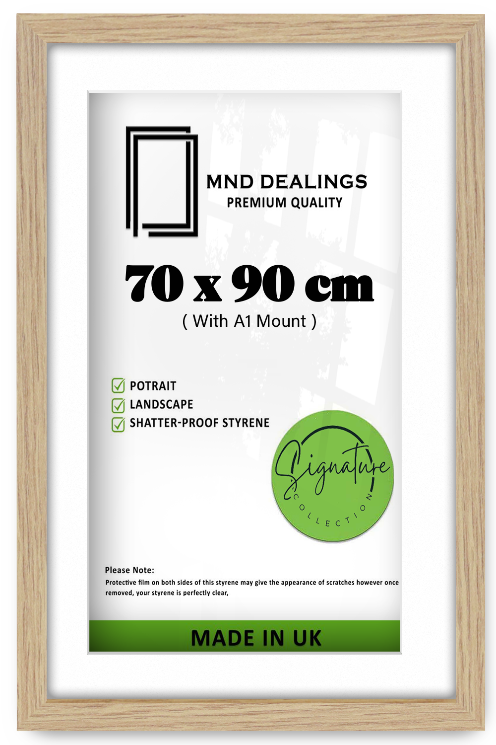 ( 90 x 70 cm ) / 36 x 28 Inch with A1-(59.40 x 84.10 cm) White Mount Photo Frames - MDF