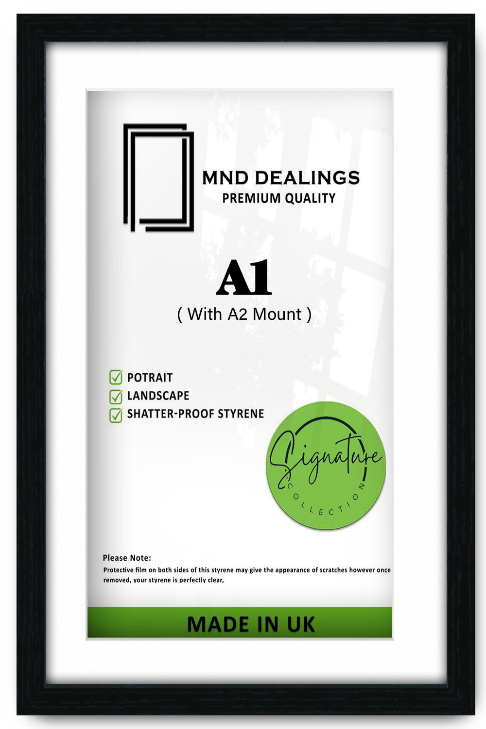 A1 ( 59.40 x 84.10 cm ) / 33 x 23 Inch with A2-(41.90 x 59.40 cm) White Mount Frames - MDF