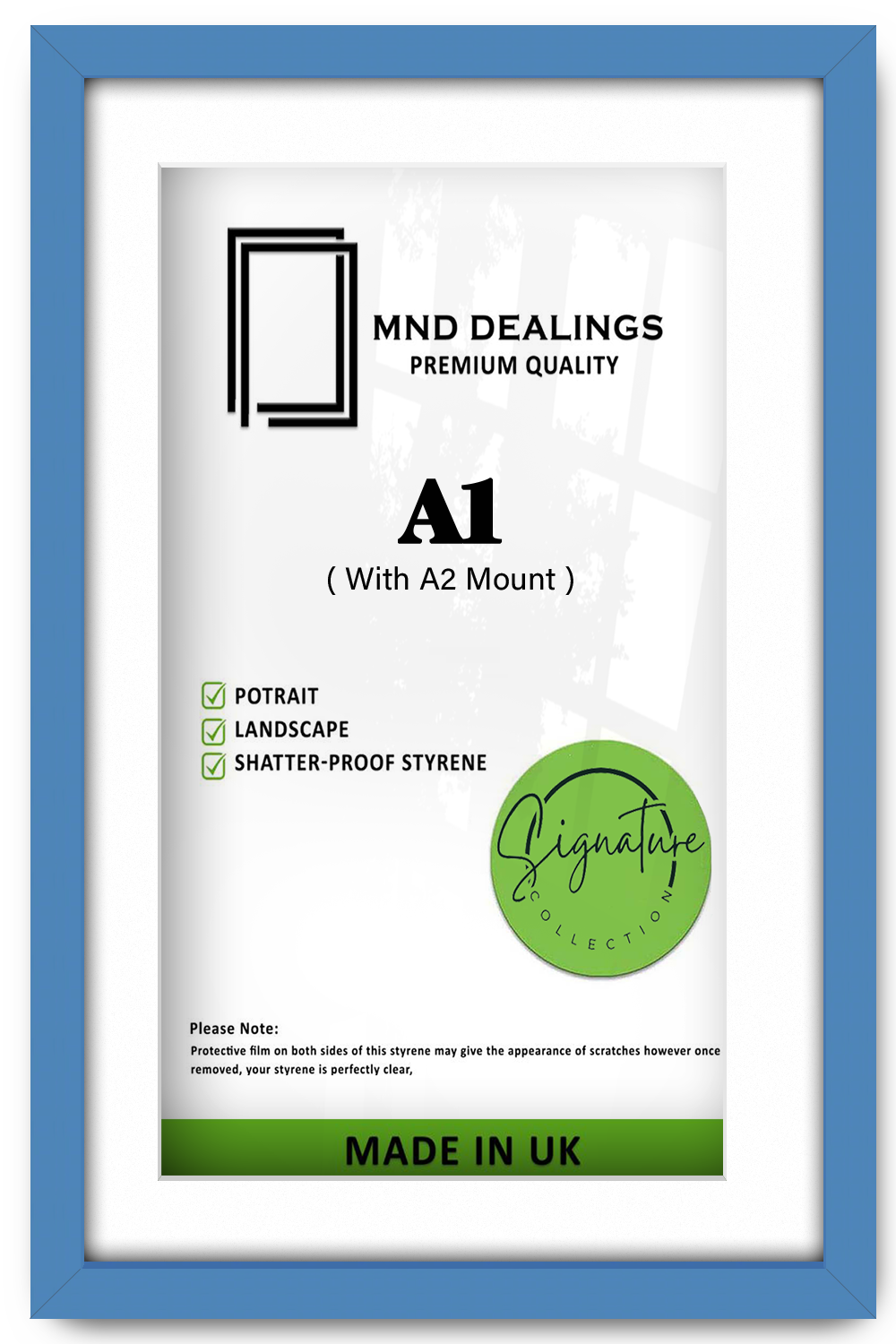 A1 ( 59.40 x 84.10 cm ) / 33 x 23 Inch with A2-(41.90 x 59.40 cm) White Mount Frames - MDF