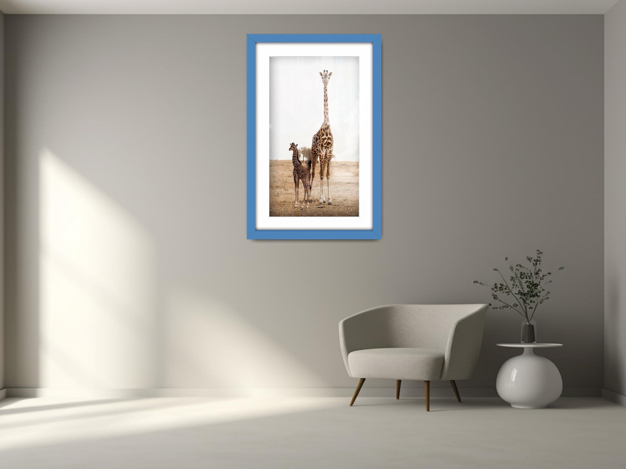 A1 ( 59.40 x 84.10 cm ) / 33 x 23 Inch with A2-(41.90 x 59.40 cm) White Mount Frames - MDF