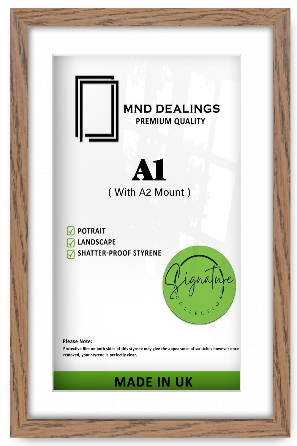 A1 ( 59.40 x 84.10 cm ) / 33 x 23 Inch with A2-(41.90 x 59.40 cm) White Mount Frames - MDF