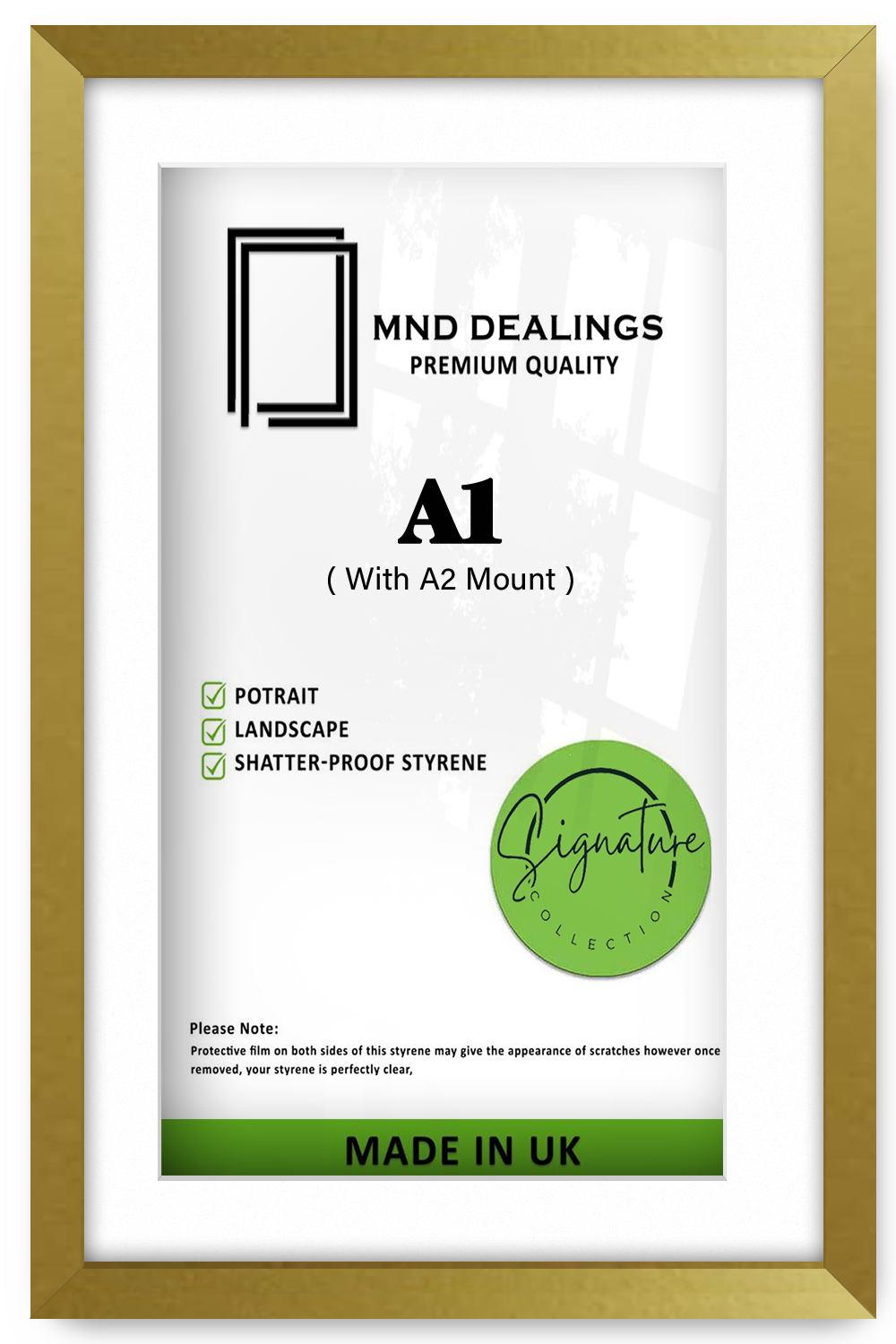 A1 ( 59.40 x 84.10 cm ) / 33 x 23 Inch with A2-(41.90 x 59.40 cm) White Mount Frames - MDF