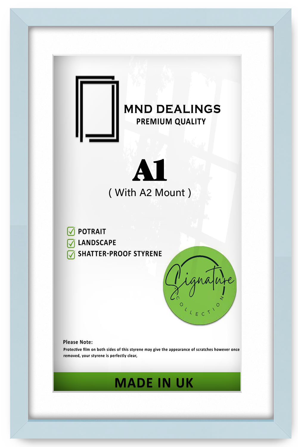 A1 ( 59.40 x 84.10 cm ) / 33 x 23 Inch with A2-(41.90 x 59.40 cm) White Mount Frames - MDF