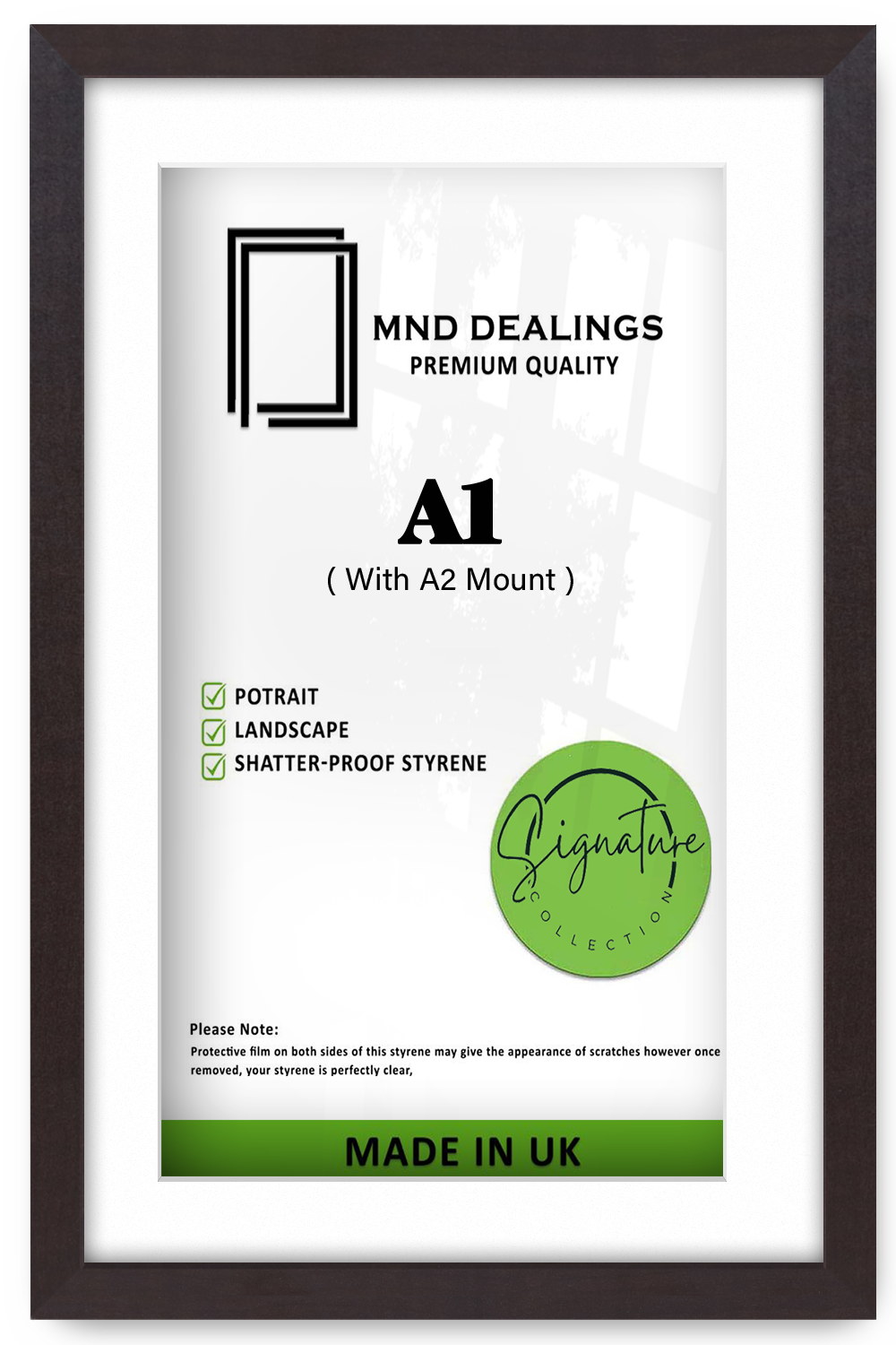 A1 ( 59.40 x 84.10 cm ) / 33 x 23 Inch with A2-(41.90 x 59.40 cm) White Mount Frames - MDF