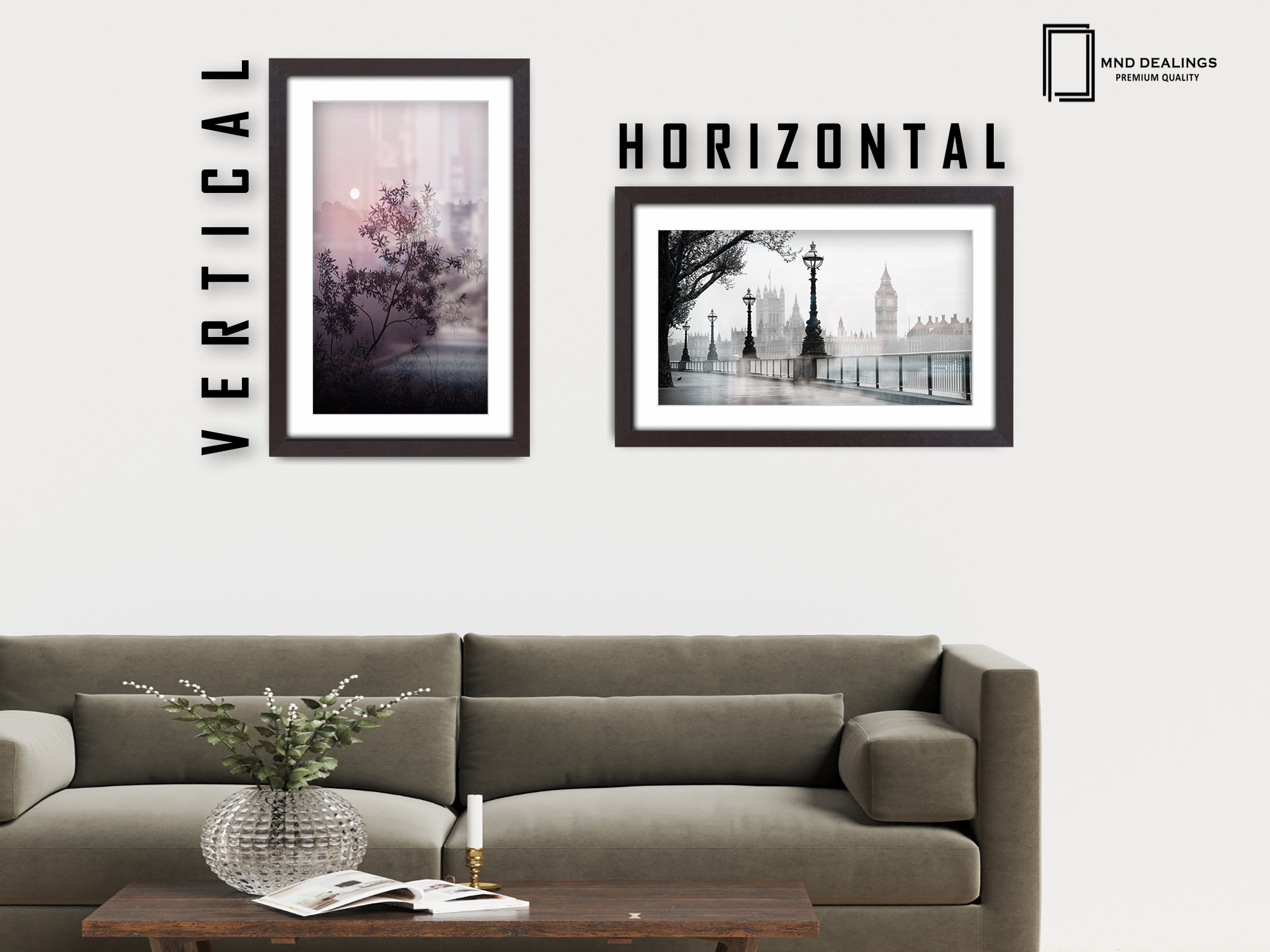A1 ( 59.40 x 84.10 cm ) / 33 x 23 Inch with A2-(41.90 x 59.40 cm) White Mount Frames - MDF