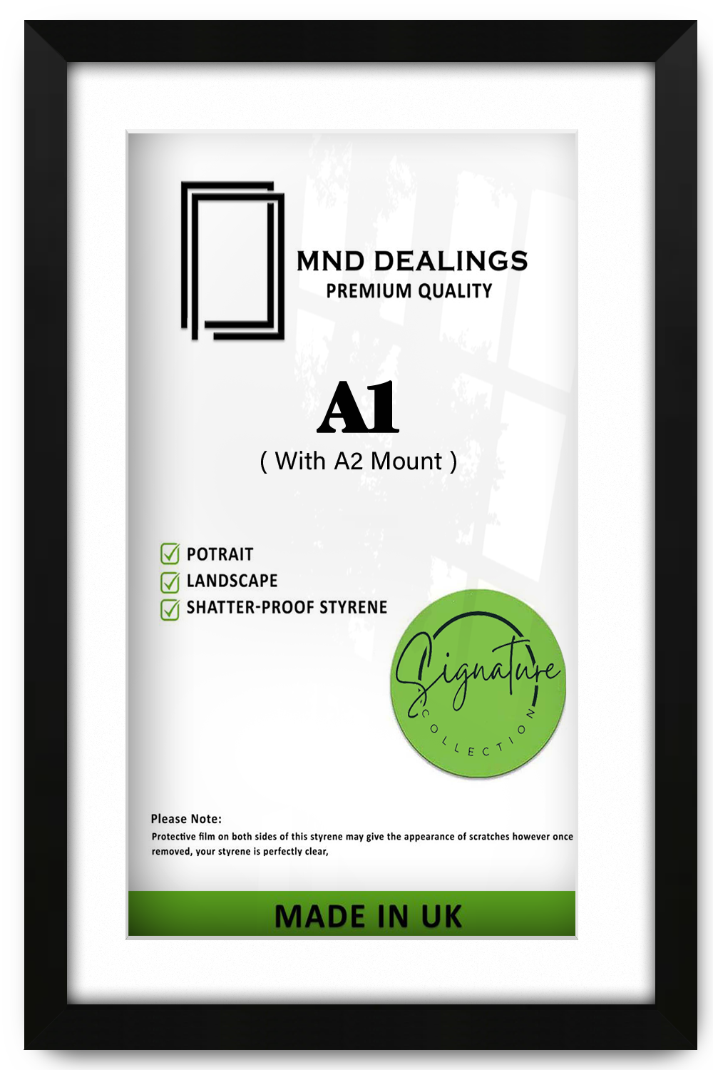 A1 ( 59.40 x 84.10 cm ) / 33 x 23 Inch with A2-(41.90 x 59.40 cm) White Mount Frames - MDF