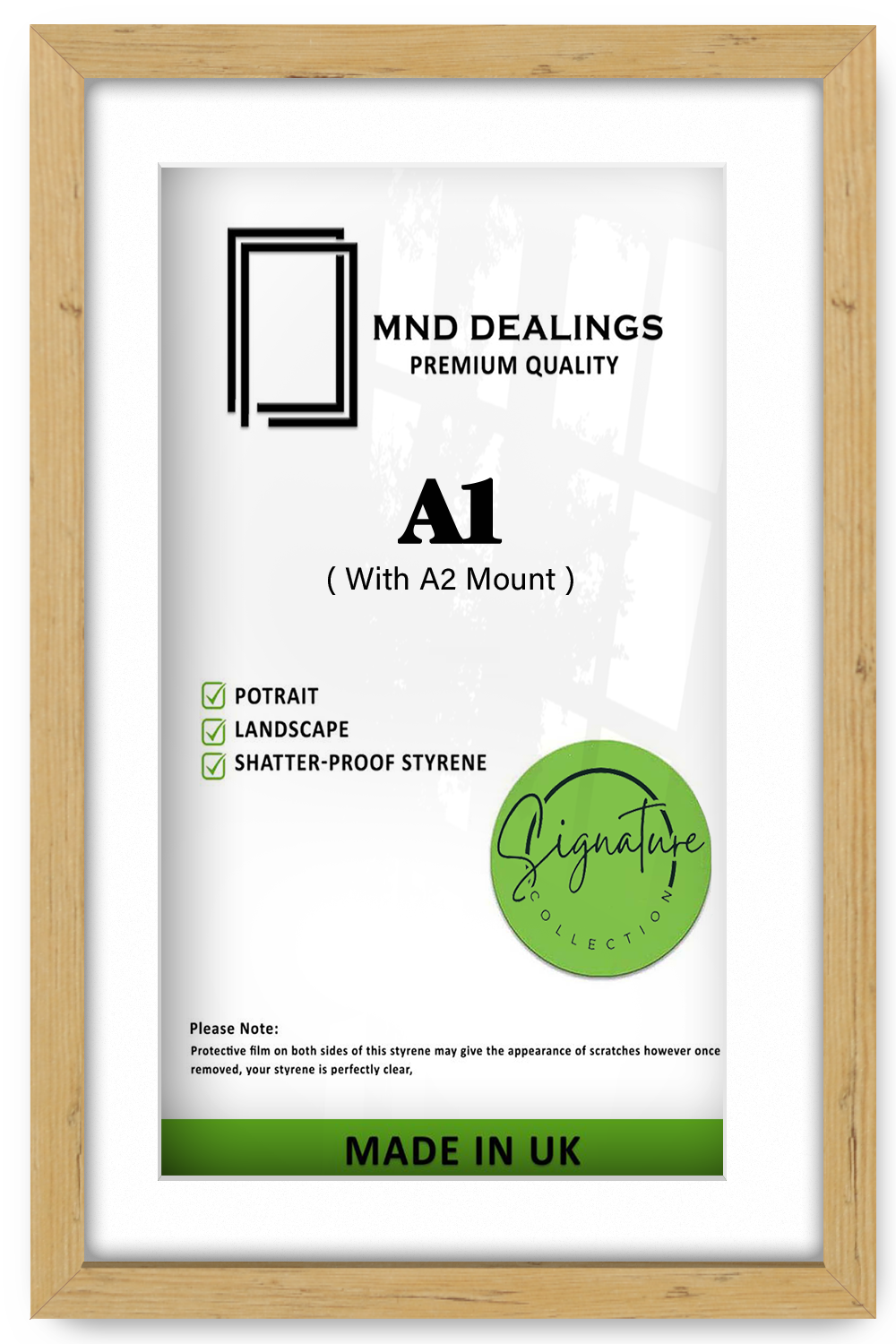 A1 ( 59.40 x 84.10 cm ) / 33 x 23 Inch with A2-(41.90 x 59.40 cm) White Mount Frames - MDF