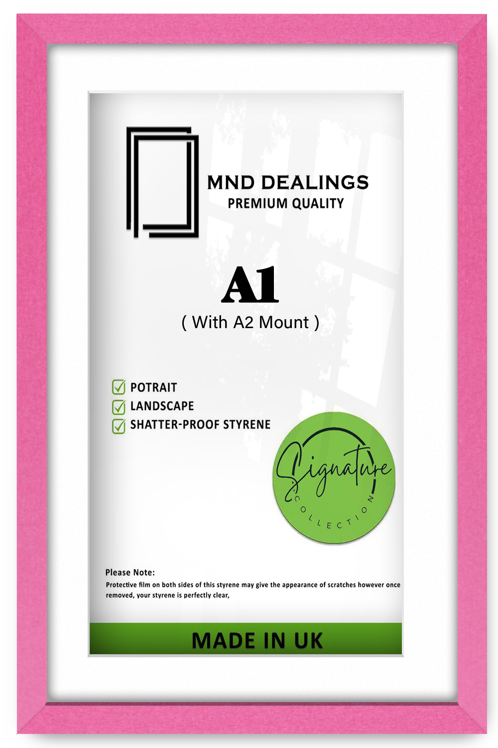 A1 ( 59.40 x 84.10 cm ) / 33 x 23 Inch with A2-(41.90 x 59.40 cm) White Mount Frames - MDF