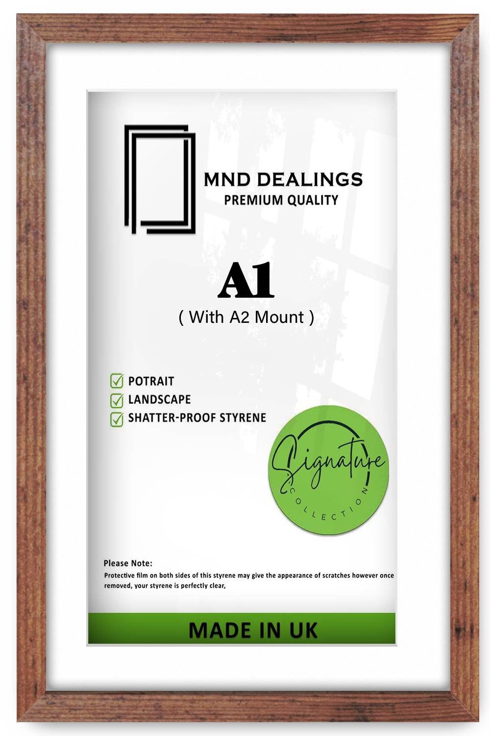 A1 ( 59.40 x 84.10 cm ) / 33 x 23 Inch with A2-(41.90 x 59.40 cm) White Mount Frames - MDF