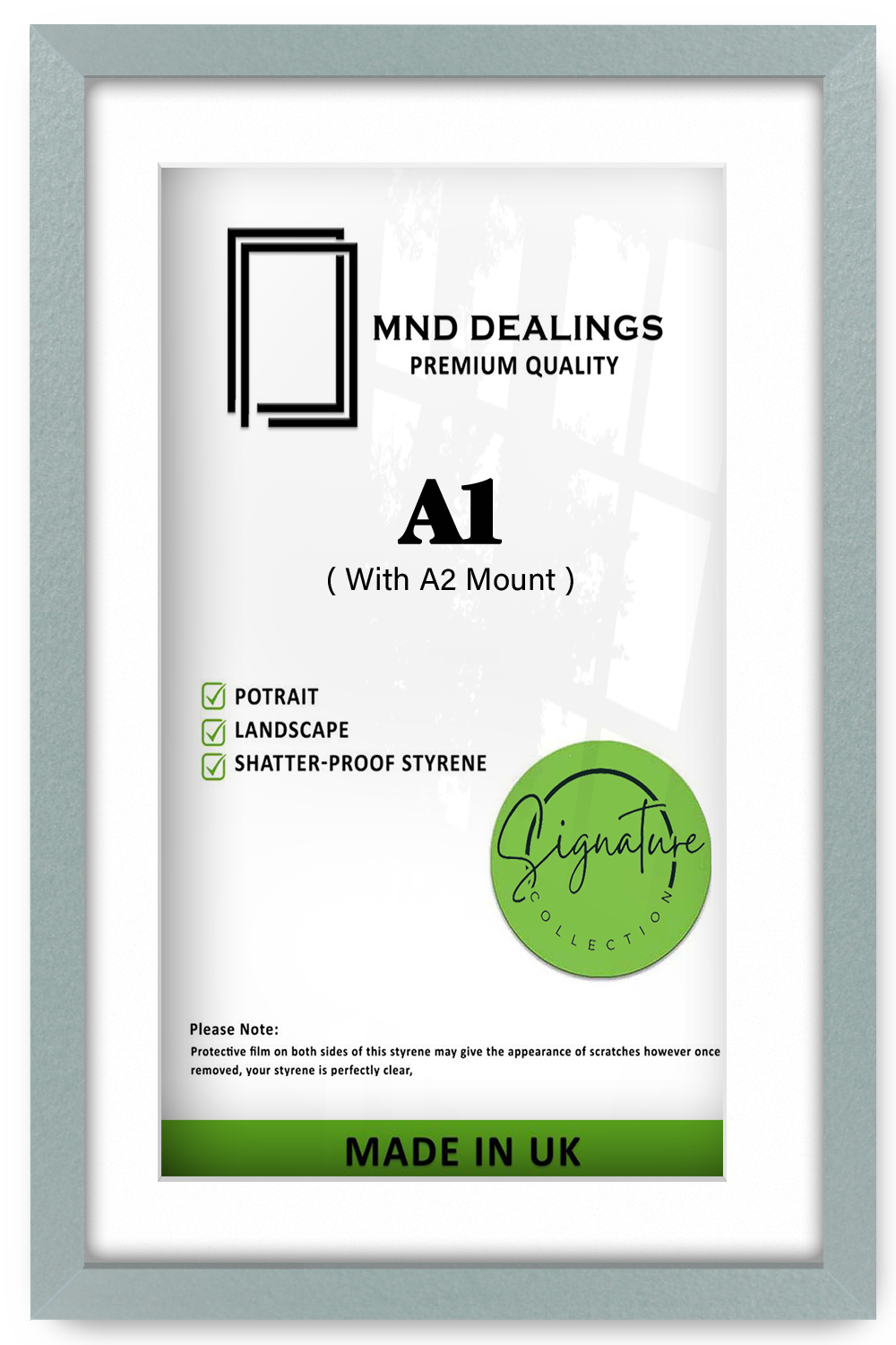 A1 ( 59.40 x 84.10 cm ) / 33 x 23 Inch with A2-(41.90 x 59.40 cm) White Mount Frames - MDF