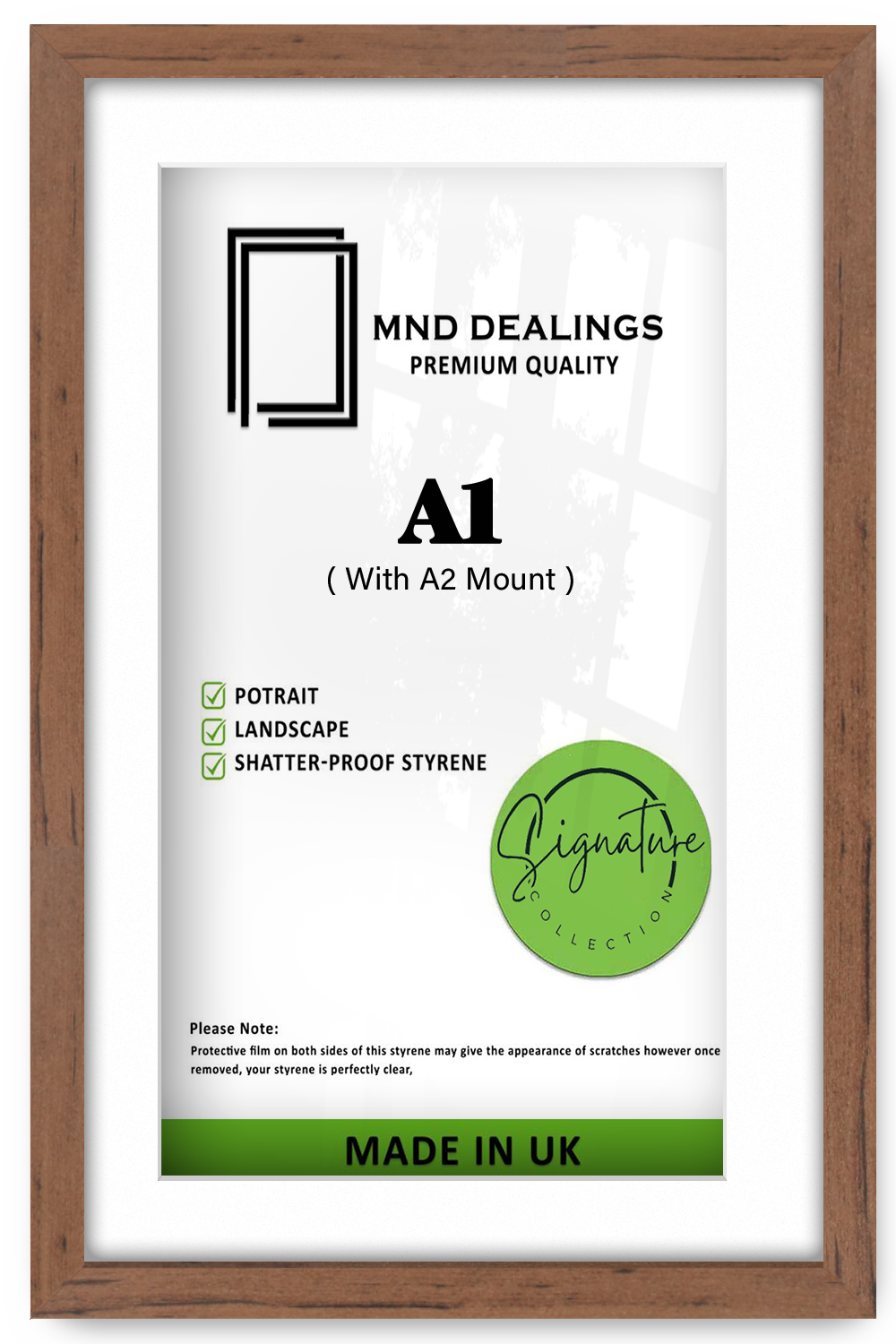 A1 ( 59.40 x 84.10 cm ) / 33 x 23 Inch with A2-(41.90 x 59.40 cm) White Mount Frames - MDF