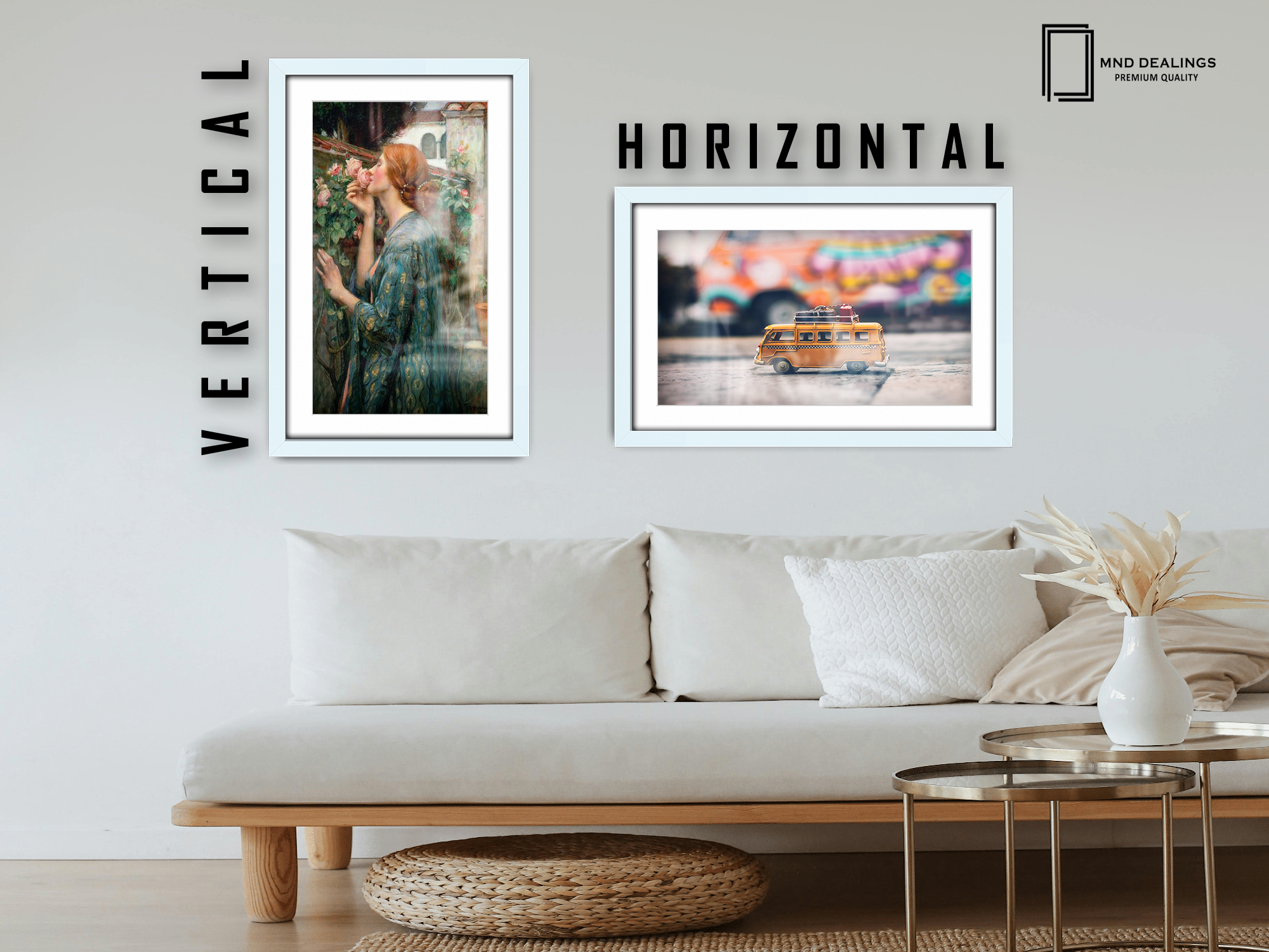 A1 ( 59.40 x 84.10 cm ) / 33 x 23 Inch with A2-(41.90 x 59.40 cm) White Mount Frames - MDF
