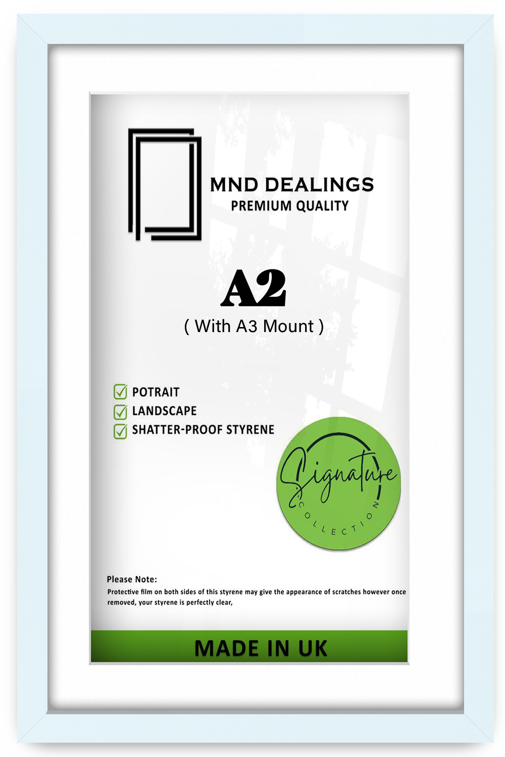 A2 ( 41.90 x 59.40 cm ) / 23 x 16 Inch with A3-(29.70 x 41.90 cm) White Mount Art Frames - MDF