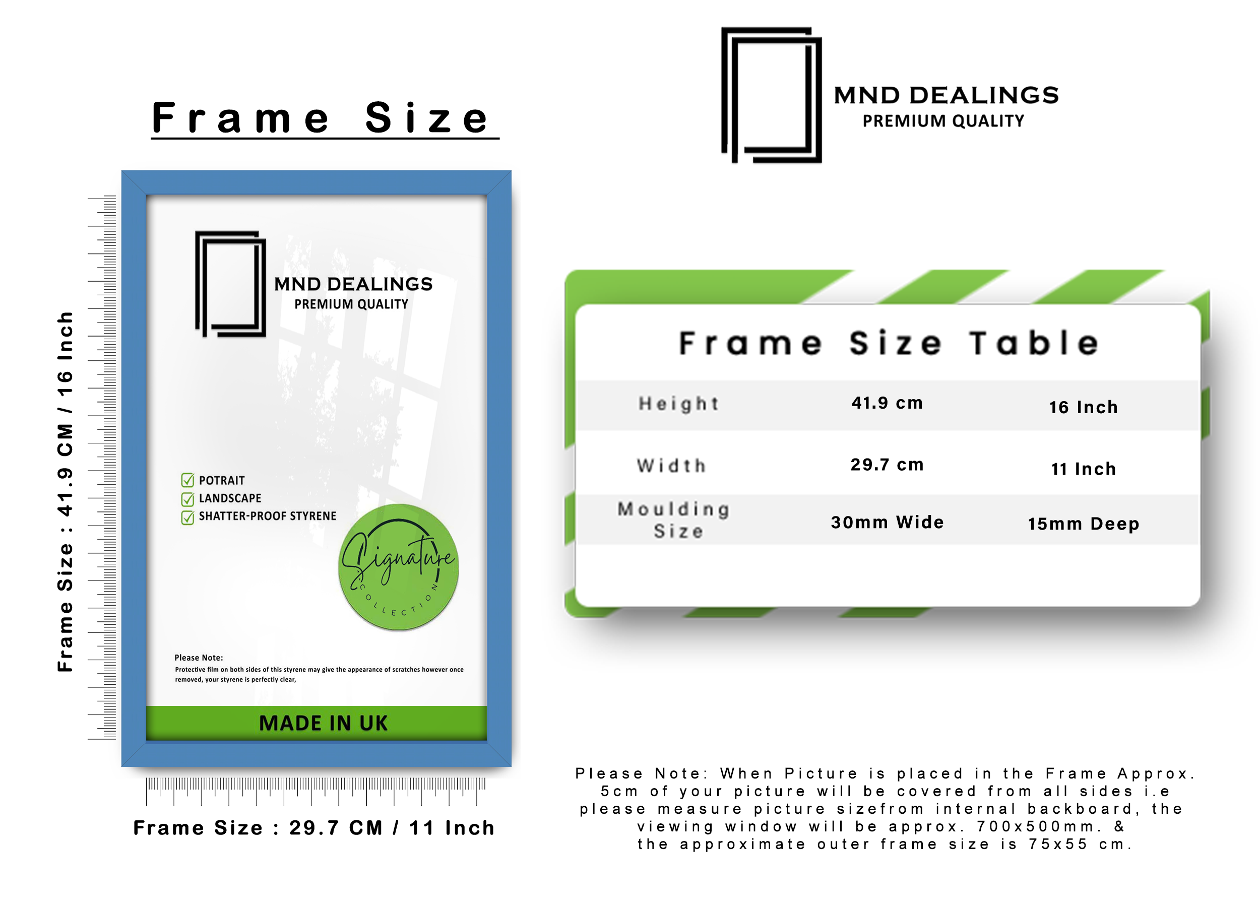 A3 ( 29.70 x 41.90 CM ) / 16 x 11 Inch Art Frames - MDF