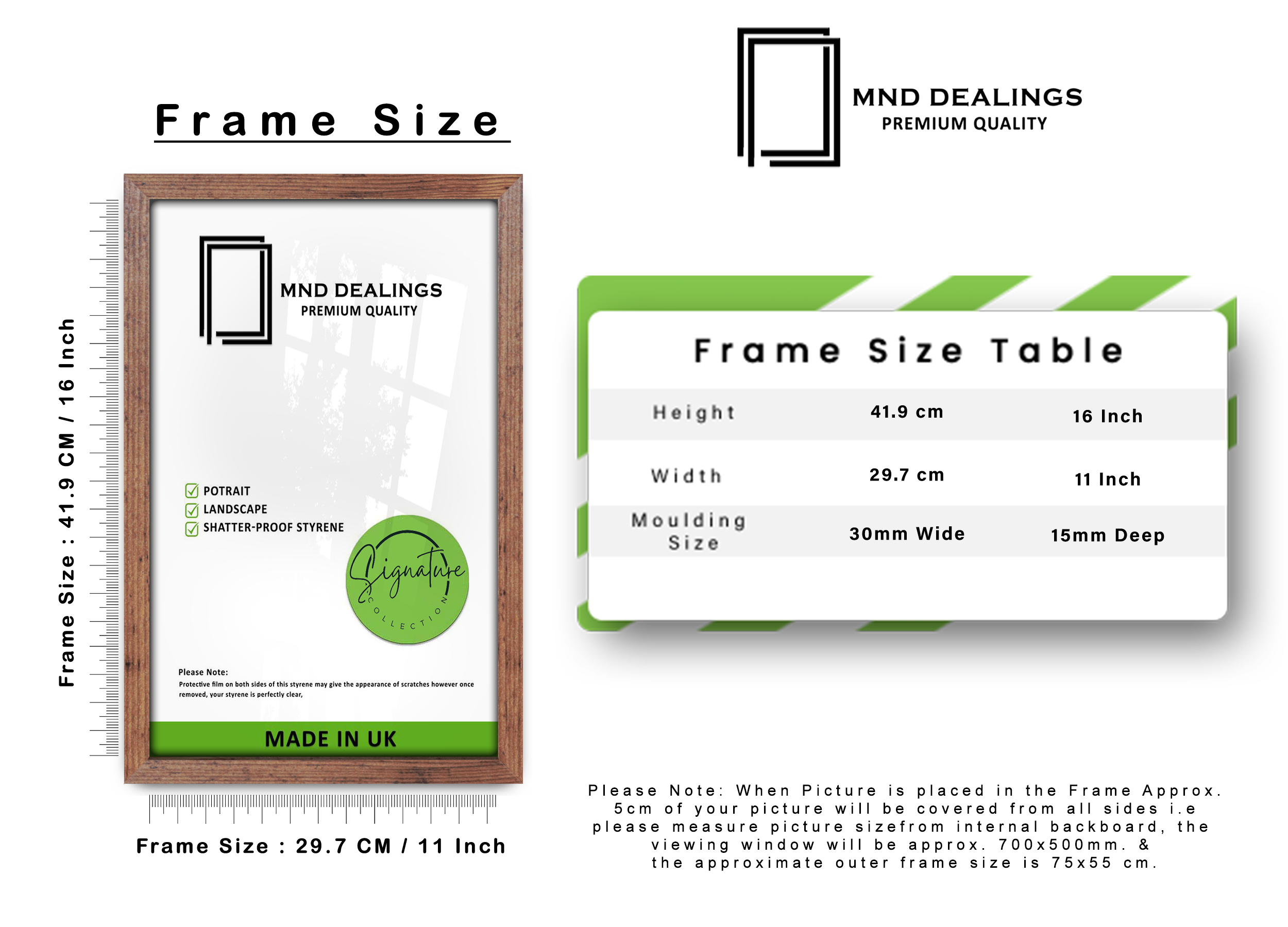 A3 ( 29.70 x 41.90 CM ) / 16 x 11 Inch Art Frames - MDF