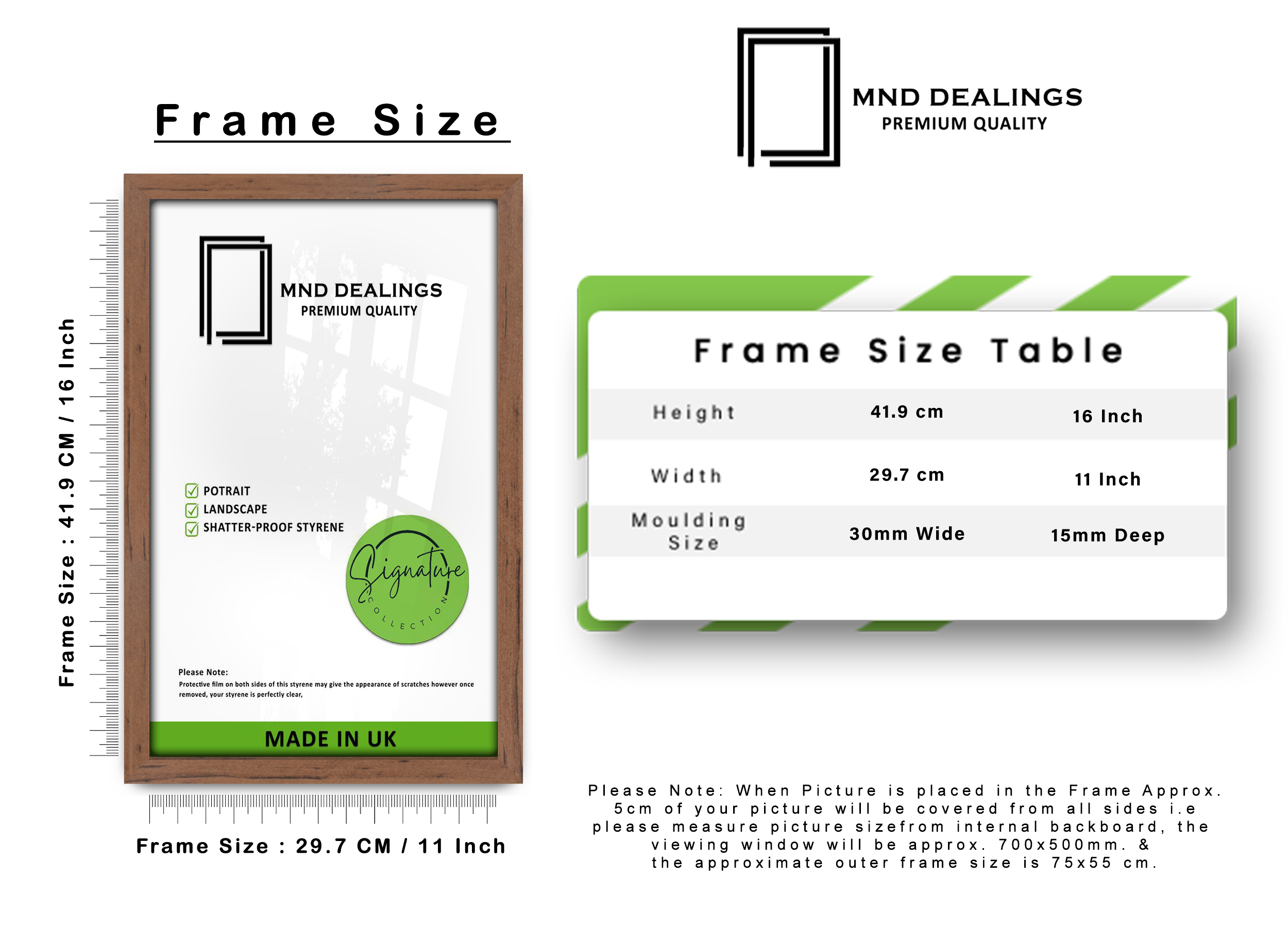 A3 ( 29.70 x 41.90 CM ) / 16 x 11 Inch Art Frames - MDF