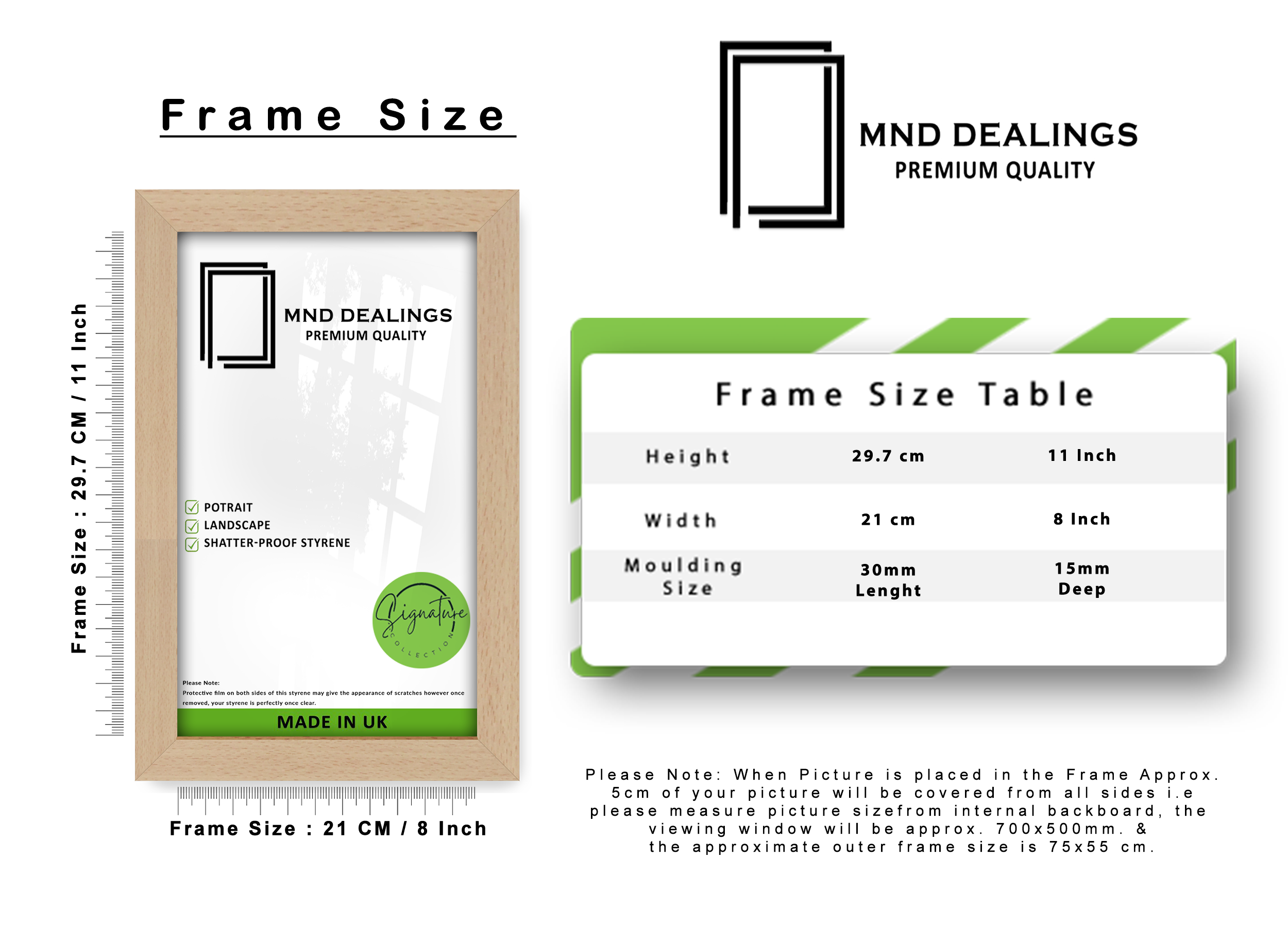 A4 ( 21.00 x 29.70 CM ) / 11 x 8 Inch Photo Frames - MDF