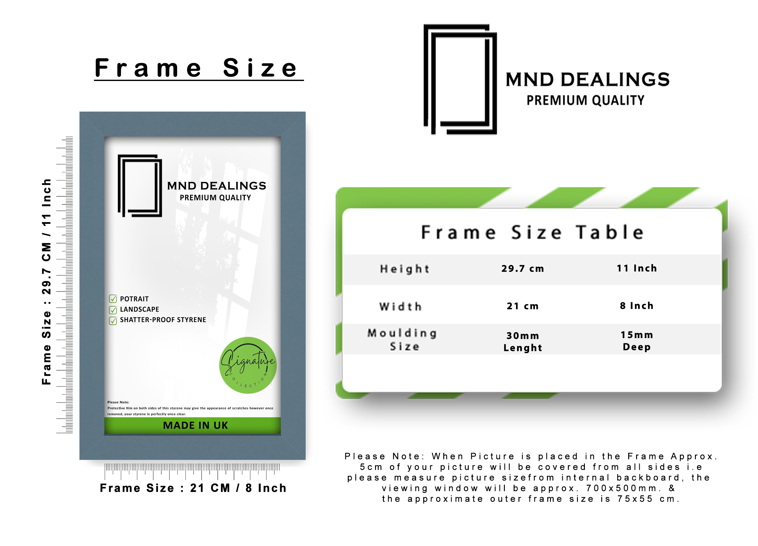 A4 ( 21.00 x 29.70 CM ) / 11 x 8 Inch Photo Frames - MDF