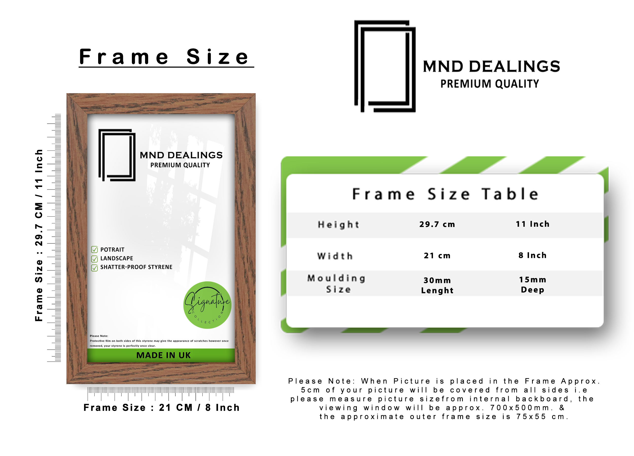 A4 ( 21.00 x 29.70 CM ) / 11 x 8 Inch Photo Frames - MDF