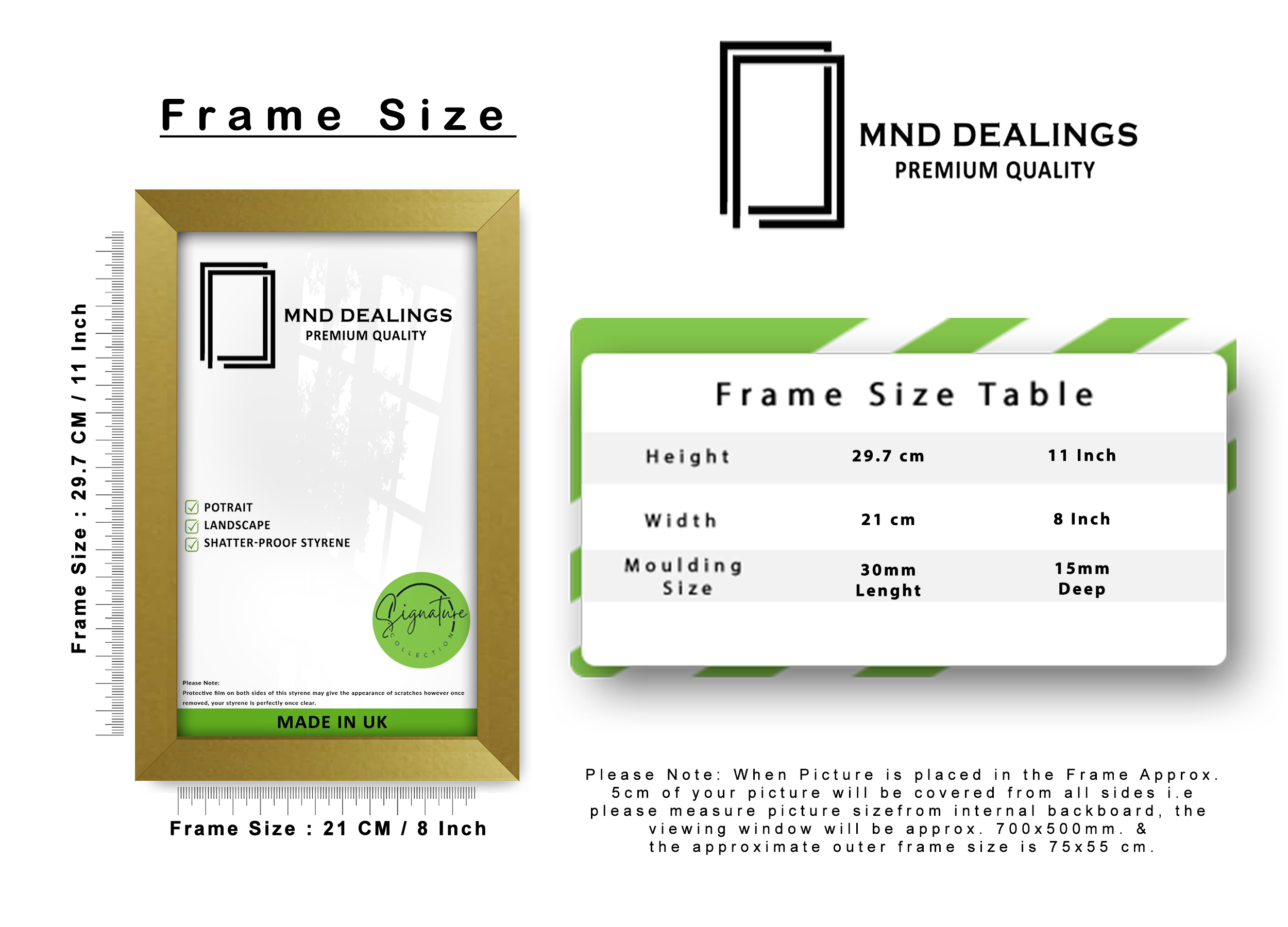 A4 ( 21.00 x 29.70 CM ) / 11 x 8 Inch Photo Frames - MDF