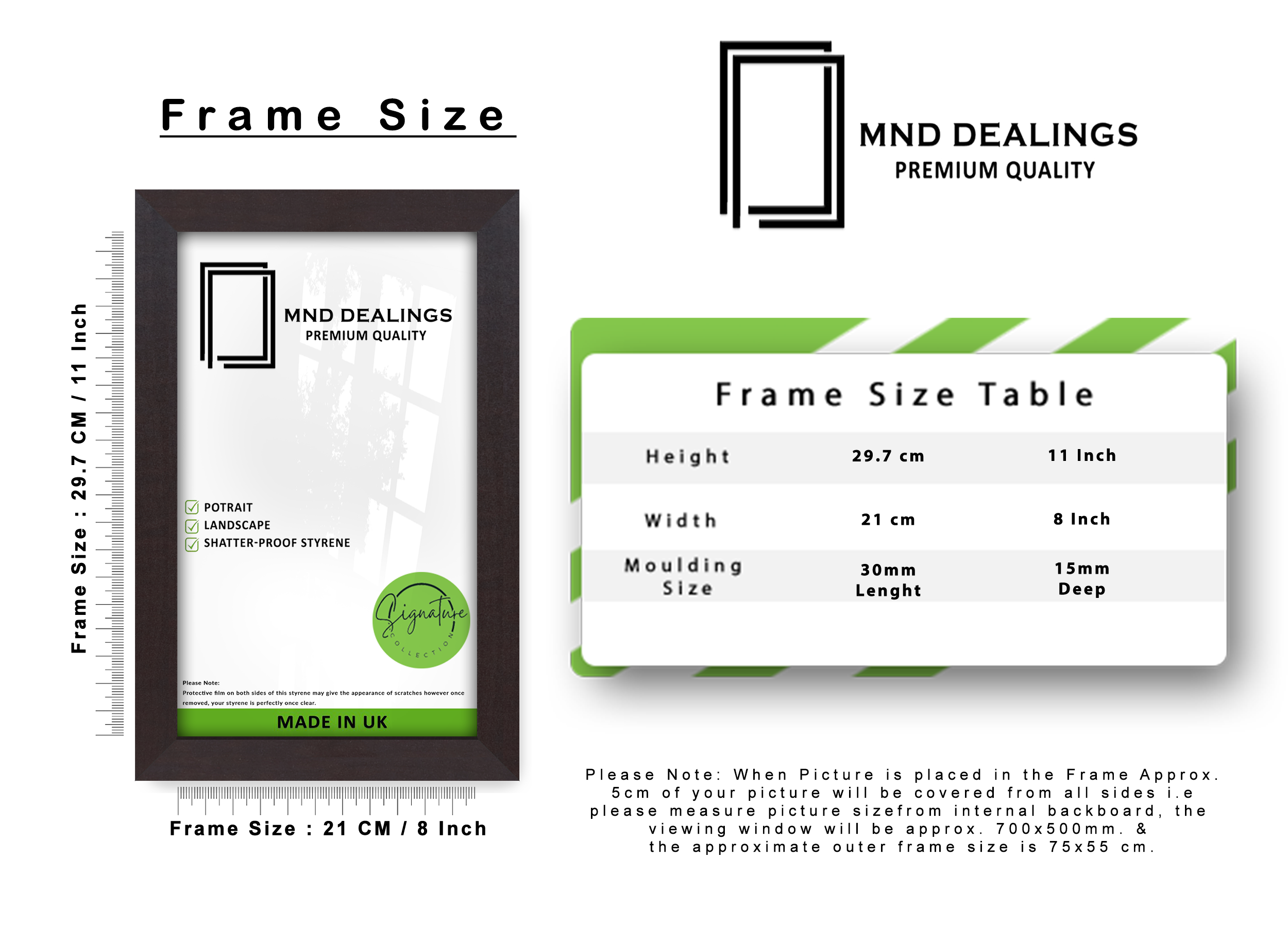 A4 ( 21.00 x 29.70 CM ) / 11 x 8 Inch Photo Frames - MDF