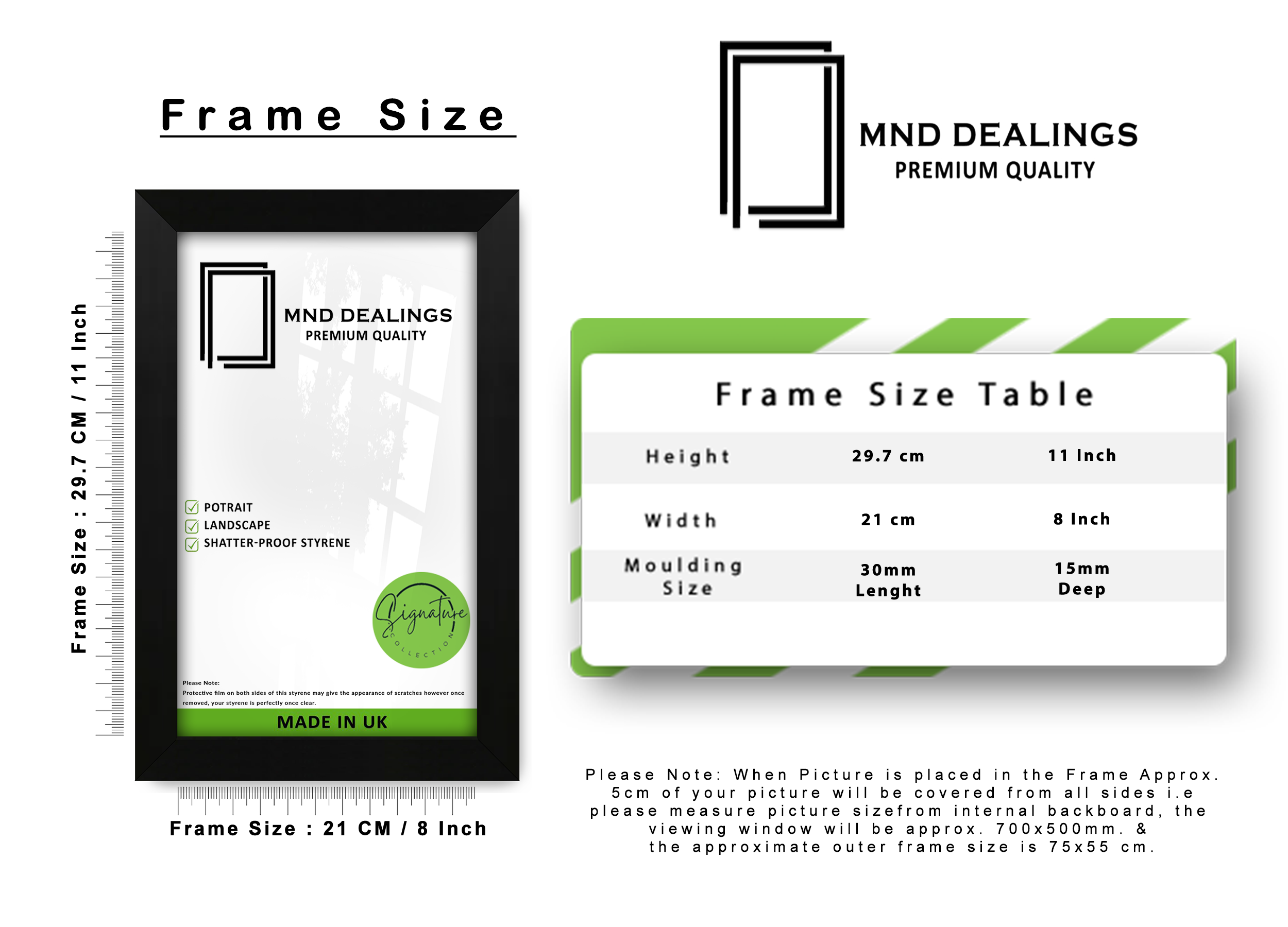 A4 ( 21.00 x 29.70 CM ) / 11 x 8 Inch Photo Frames - MDF