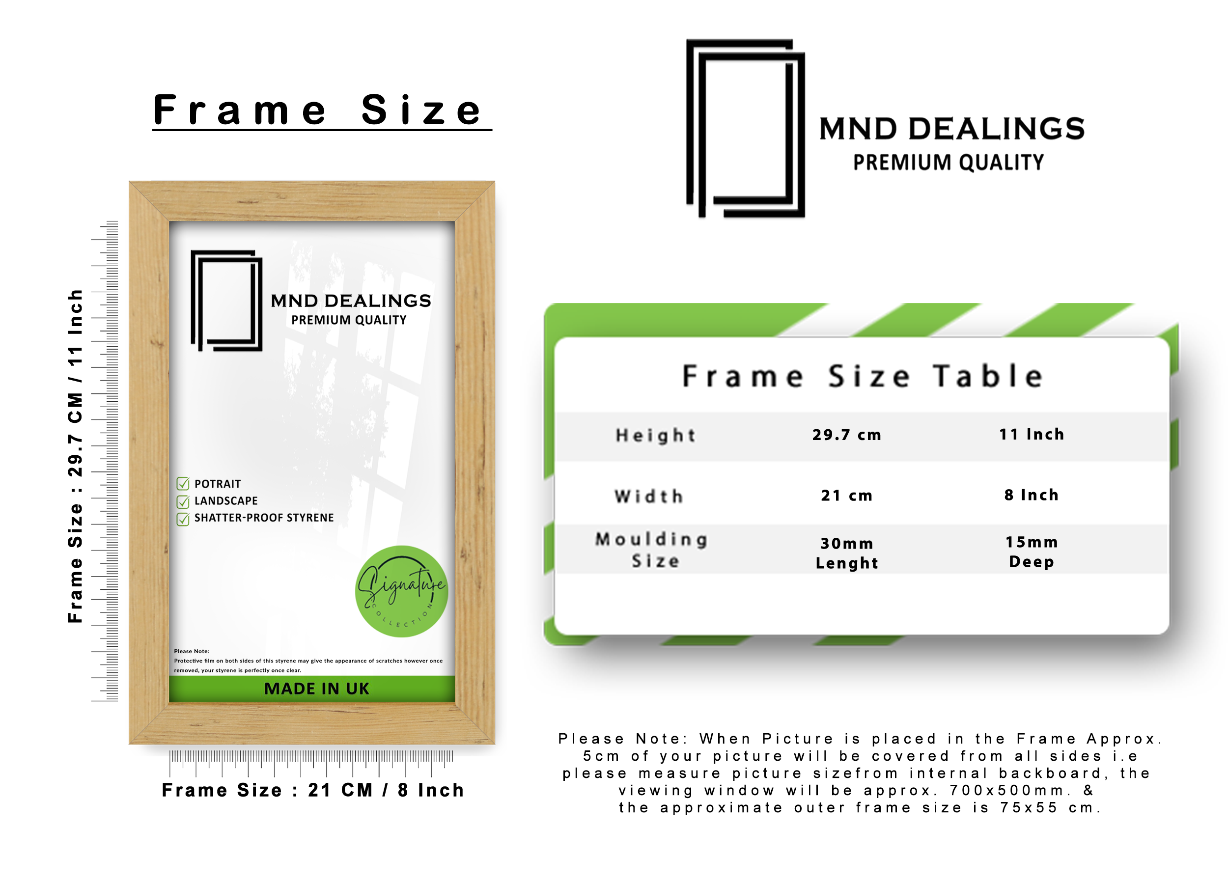 A4 ( 21.00 x 29.70 CM ) / 11 x 8 Inch Photo Frames - MDF