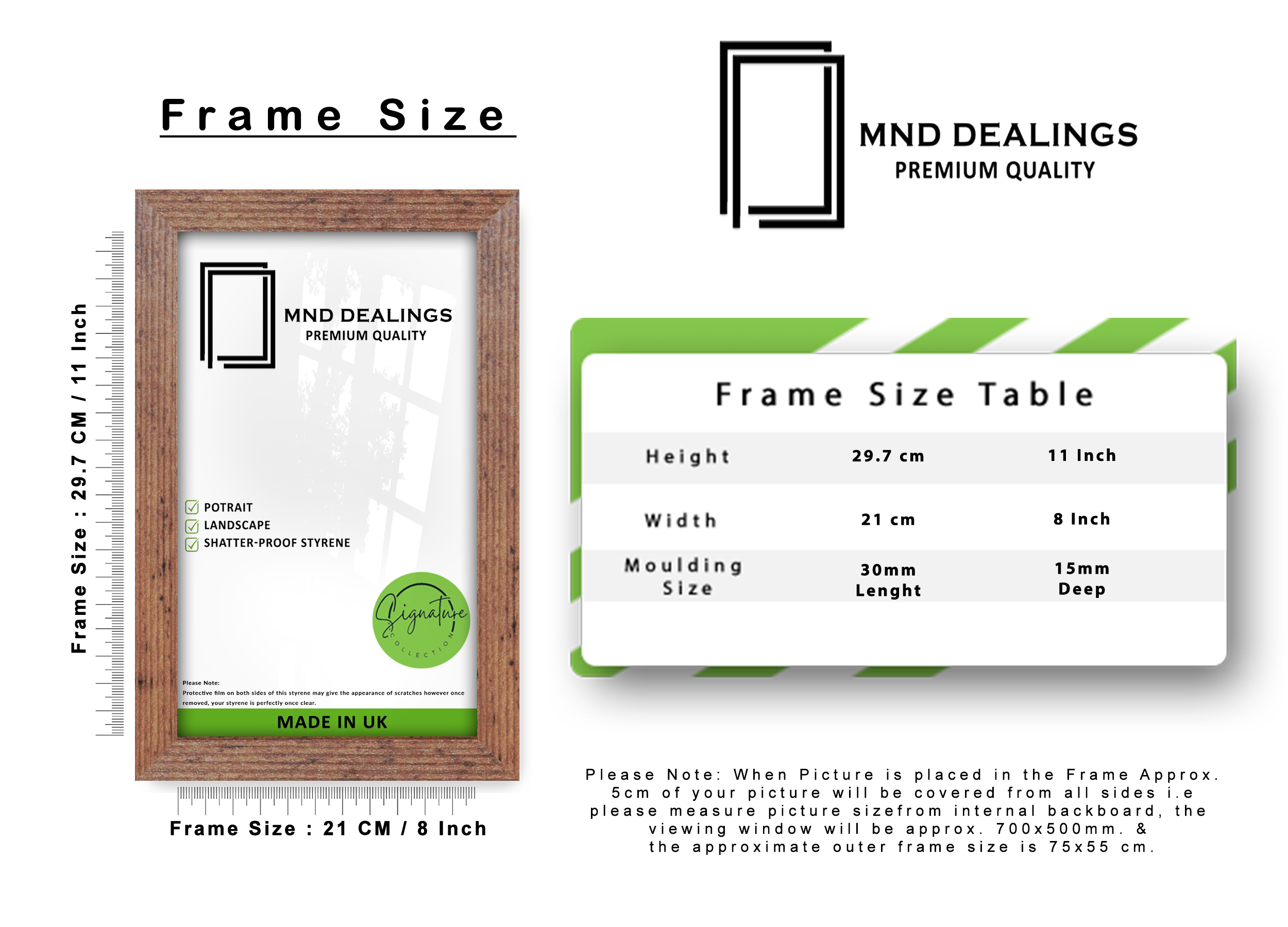 A4 ( 21.00 x 29.70 CM ) / 11 x 8 Inch Photo Frames - MDF