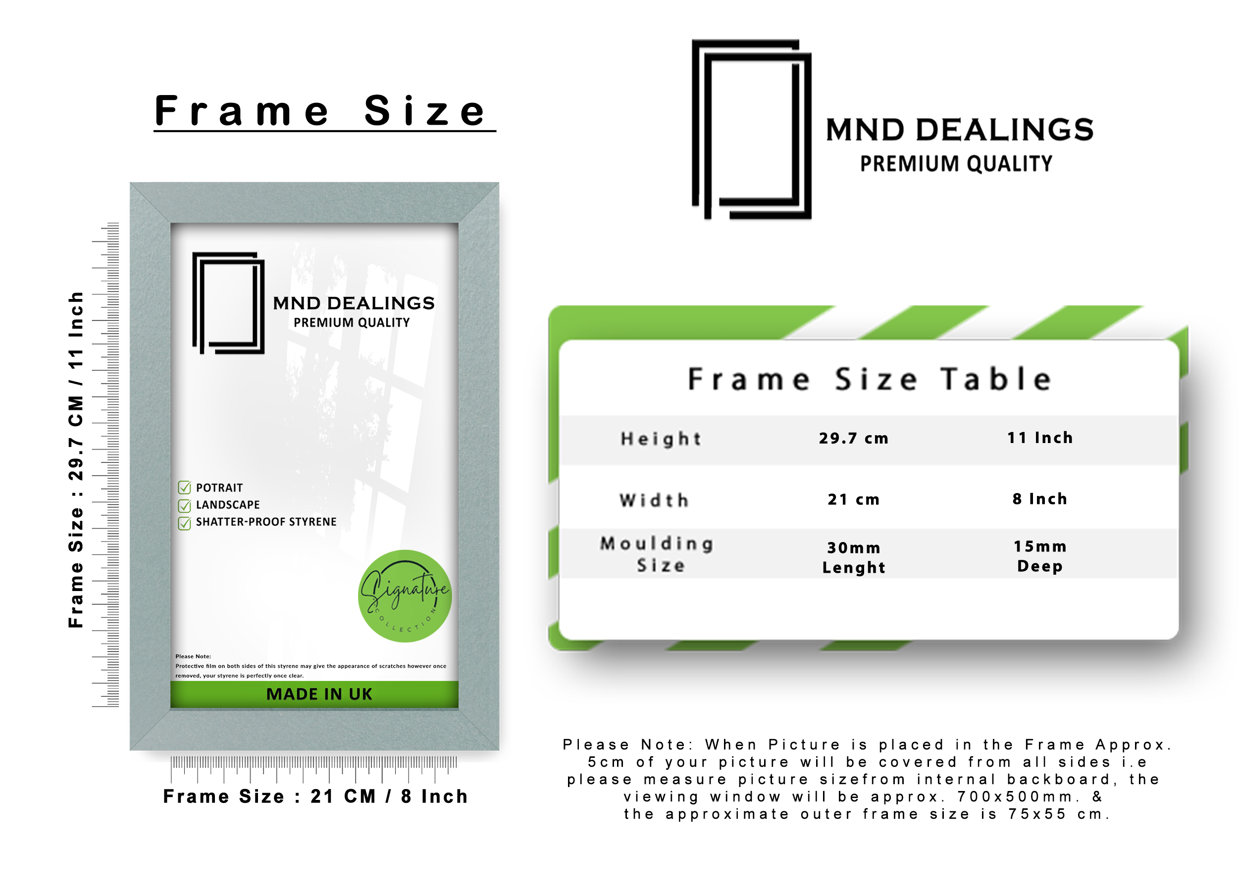 A4 ( 21.00 x 29.70 CM ) / 11 x 8 Inch Photo Frames - MDF