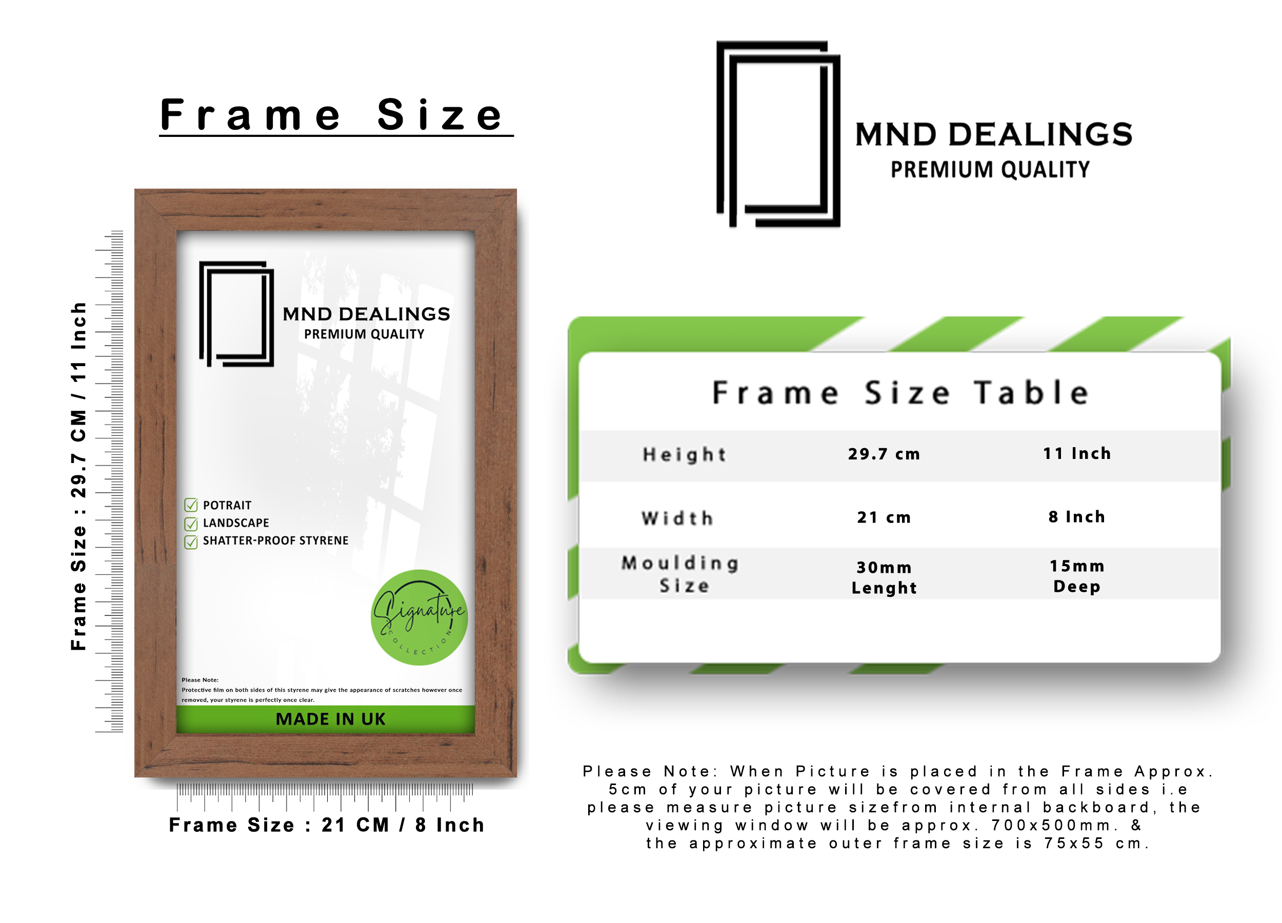 A4 ( 21.00 x 29.70 CM ) / 11 x 8 Inch Photo Frames - MDF