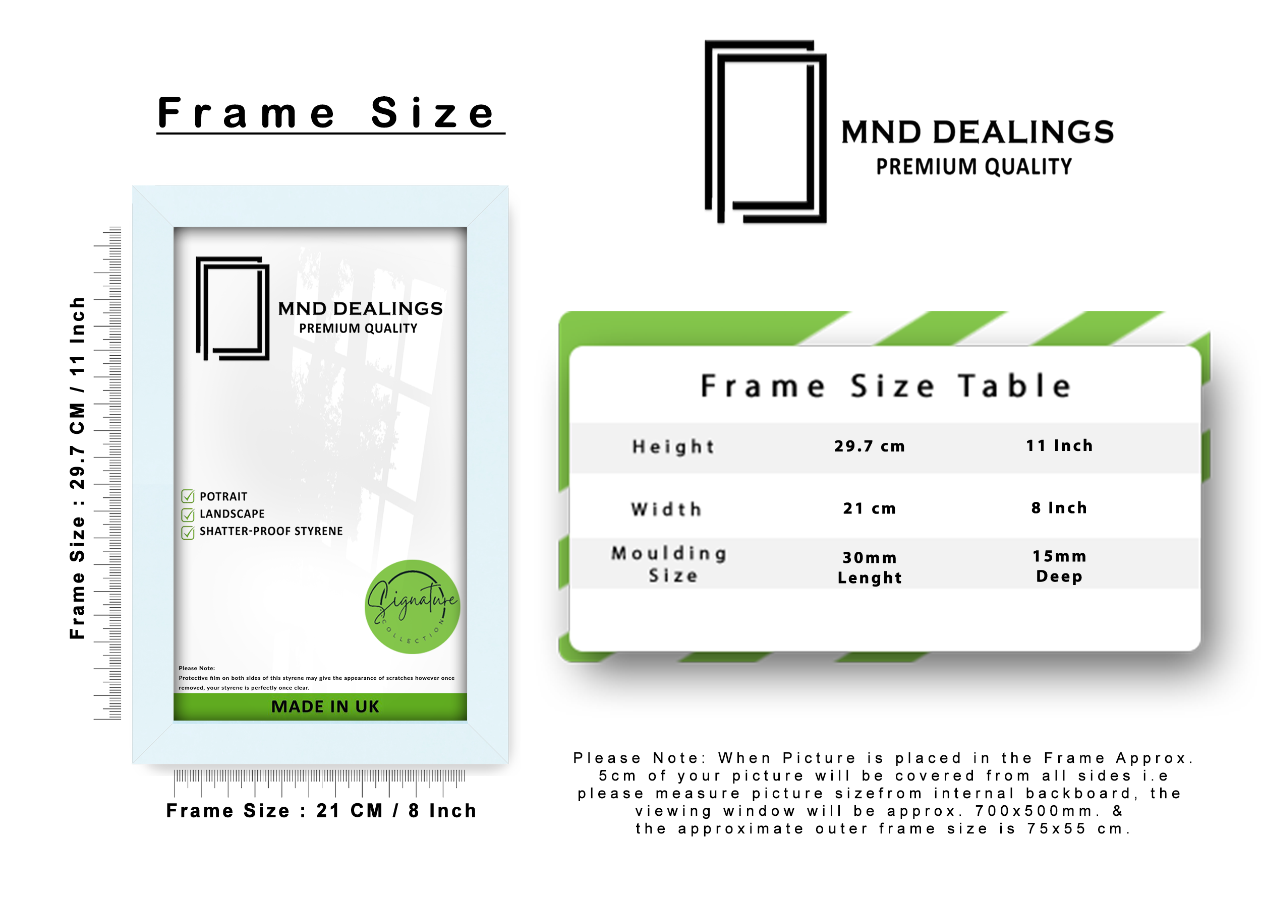 A4 ( 21.00 x 29.70 CM ) / 11 x 8 Inch Photo Frames - MDF