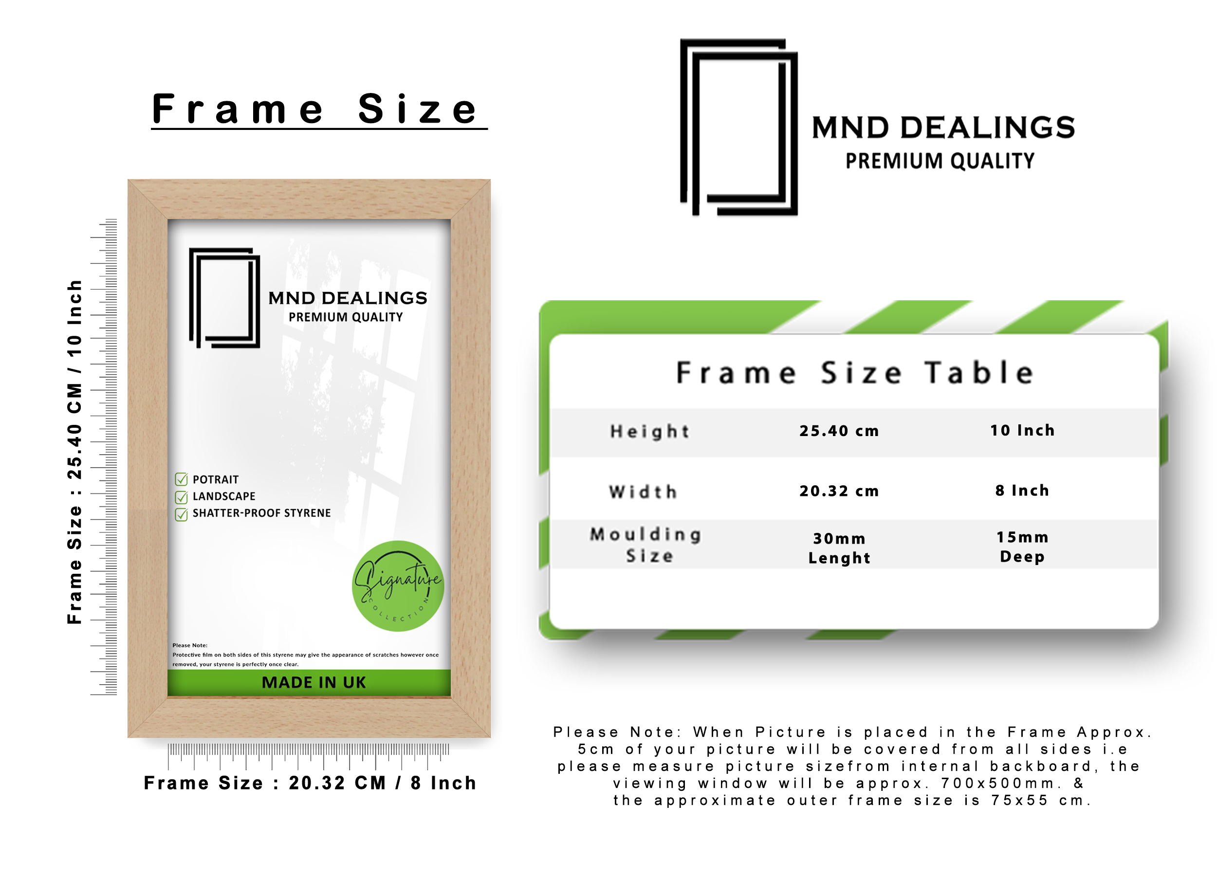 10 x 8 Inch / ( 25.40 x 20.32 CM ) Frames - MDF#color_beech