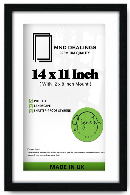 14 x 11 Inch / (35.56 x 27.94 cm ) with 30.48 x 20.32 cm White Mount Frames - MDF