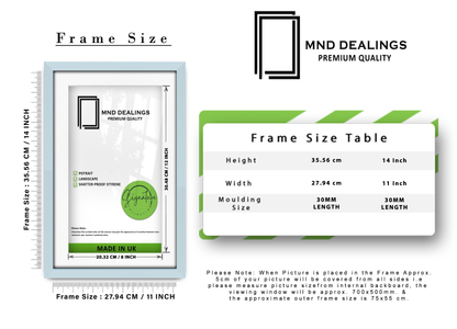 14 x 11 Inch / (35.56 x 27.94 cm ) with 30.48 x 20.32 cm White Mount Frames - MDF