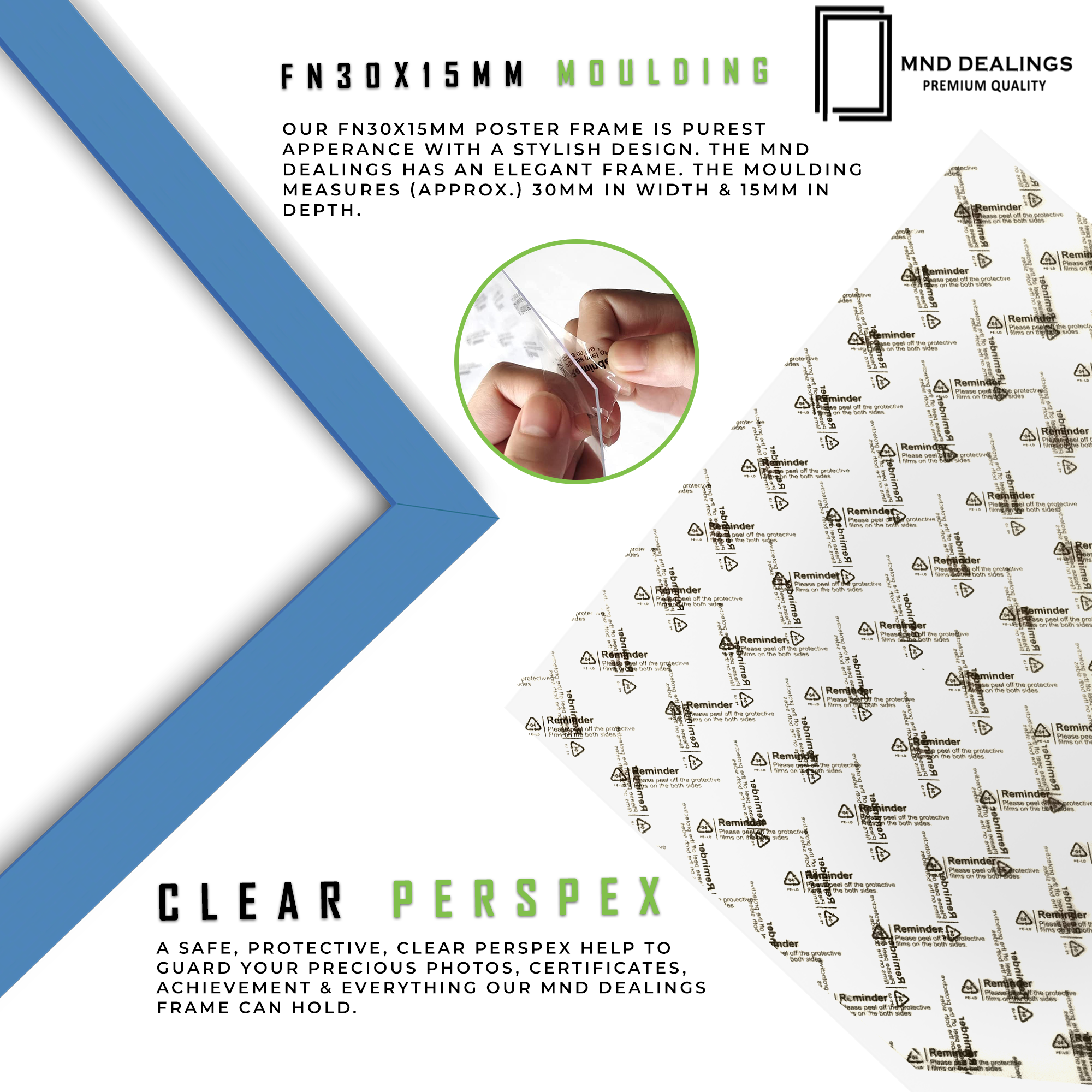 20 x 10 Inch / ( 50.80 x 25.40 CM )  |  Poster Frames - MDF
 -  [ Blue ]