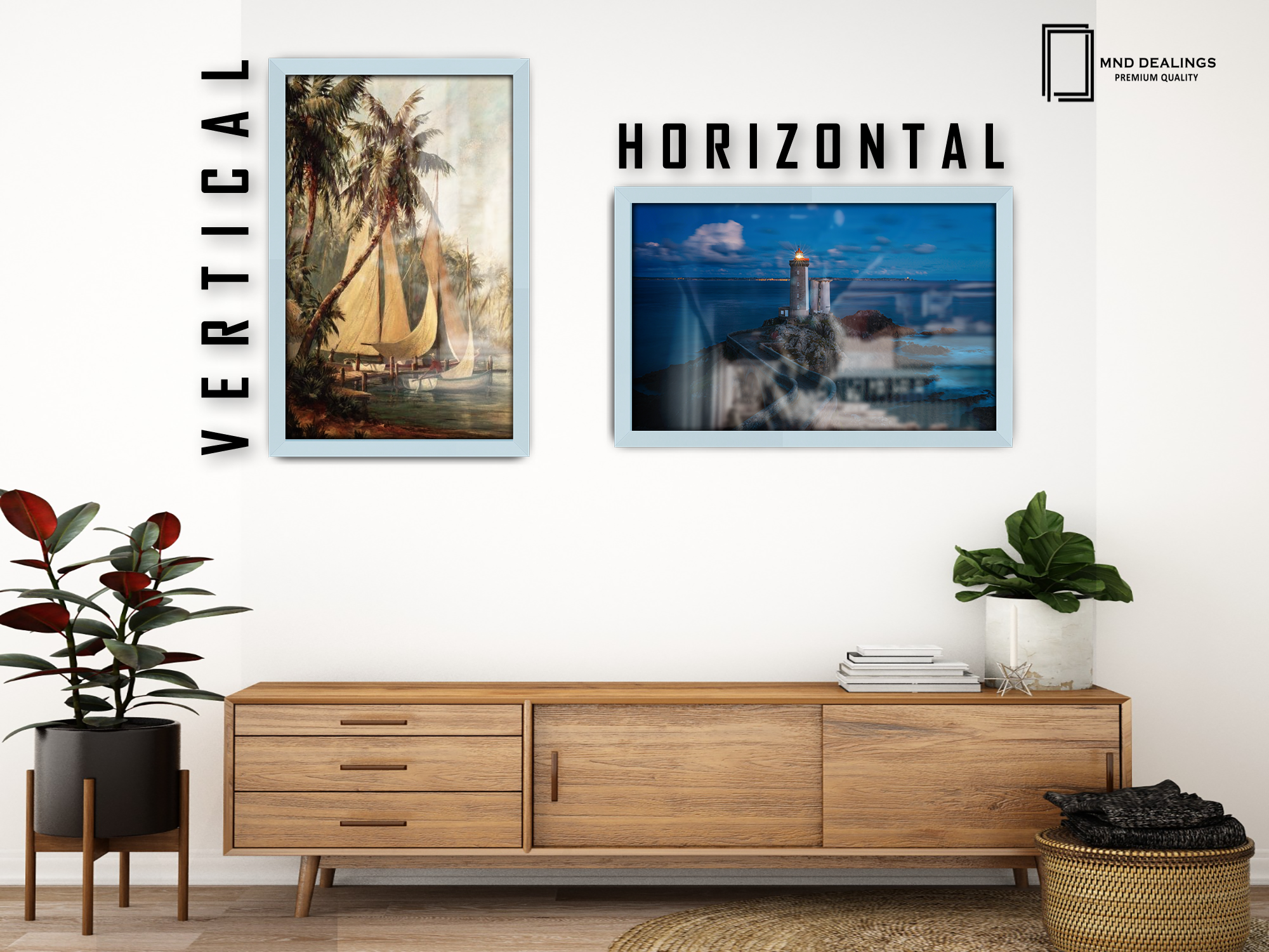 20 x 10 Inch / ( 50.80 x 25.40 CM )  |  Frames - MDF
 -  [ Light Grey ]