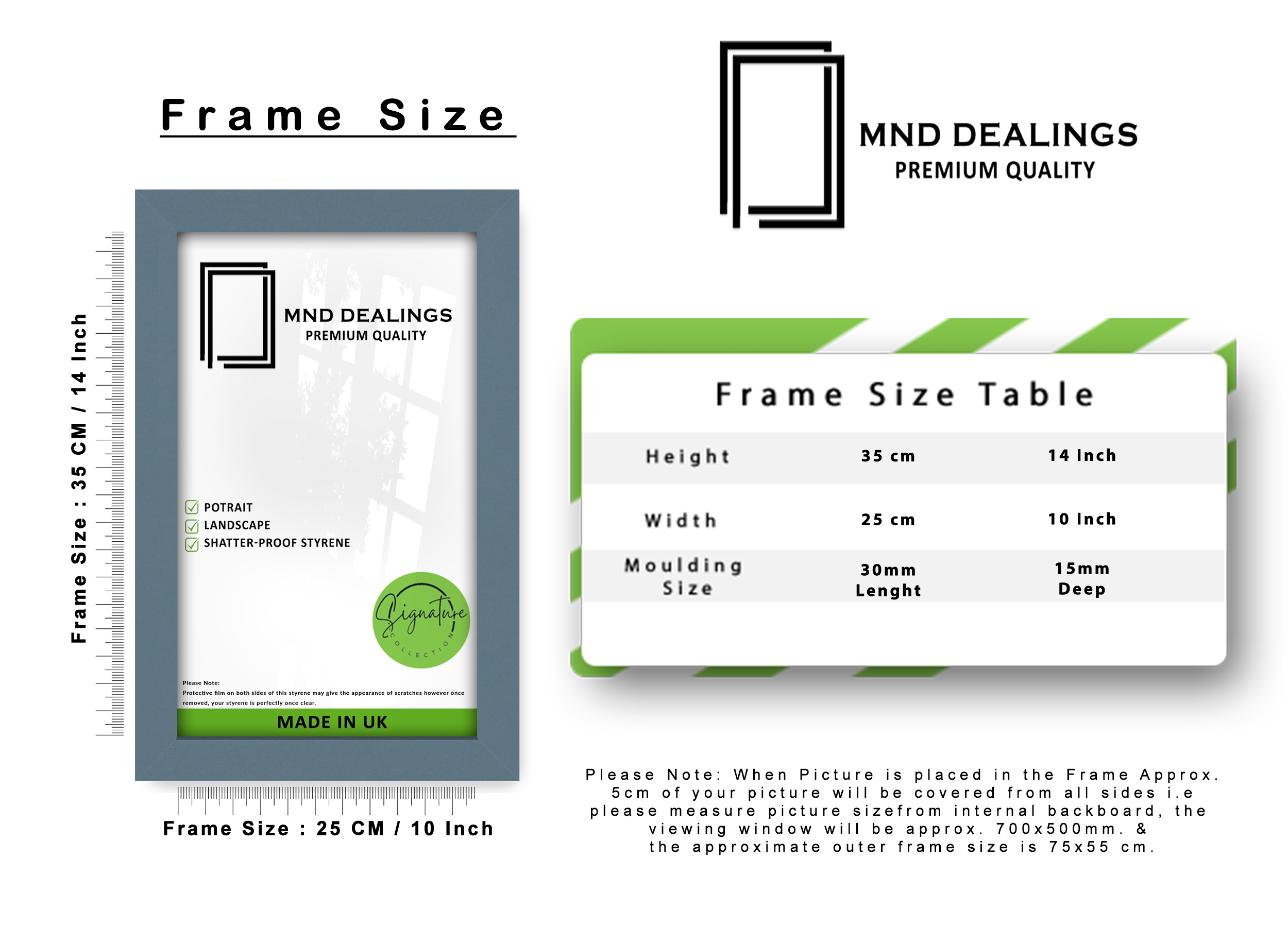 ( 25 x 35 CM ) / 14 x 10 Inch  |  Picture Frames - MDF
 -  [ Dark Grey ]