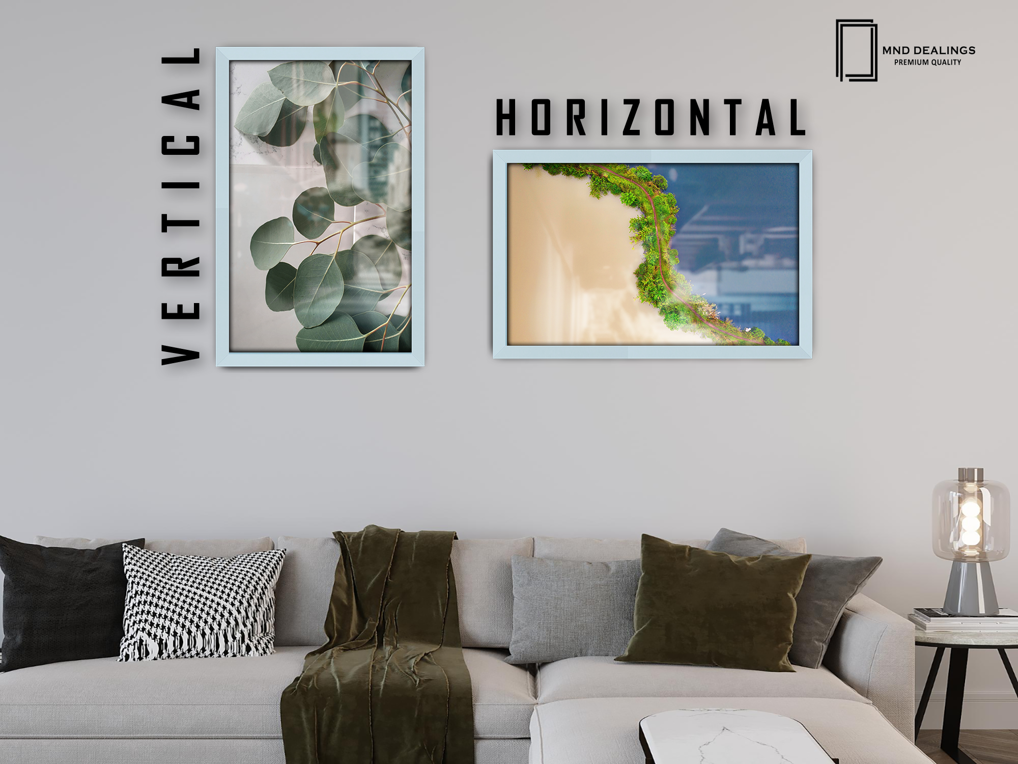 27 x 19 Inch / ( 68.58 x 48.26 CM )  |  Frames - MDF
 -  [ Light Grey ]