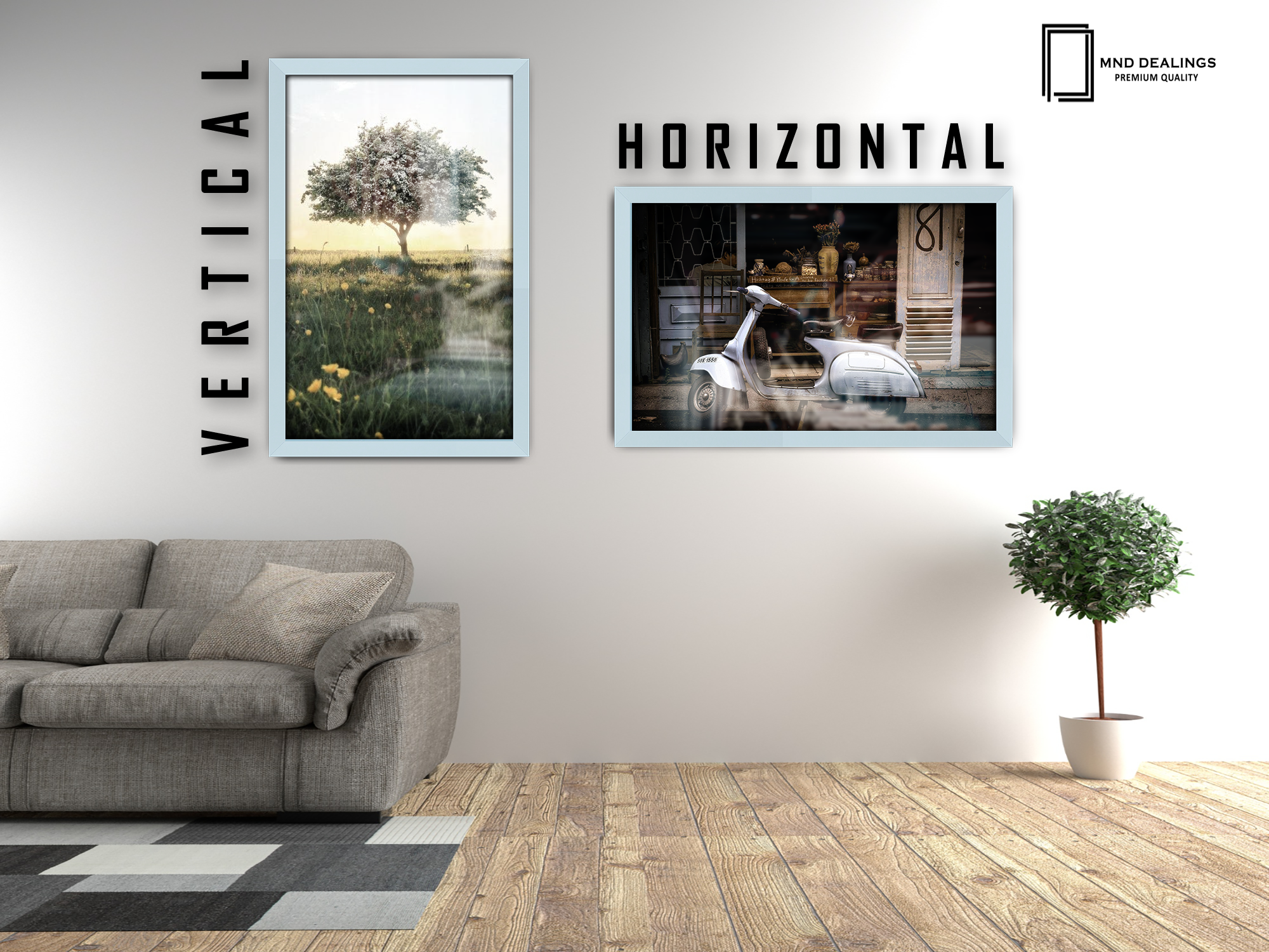 30 x 20 Inch / ( 76.20 x 50.80 CM )  |  Frames - MDF
 -  [ Light Grey ]